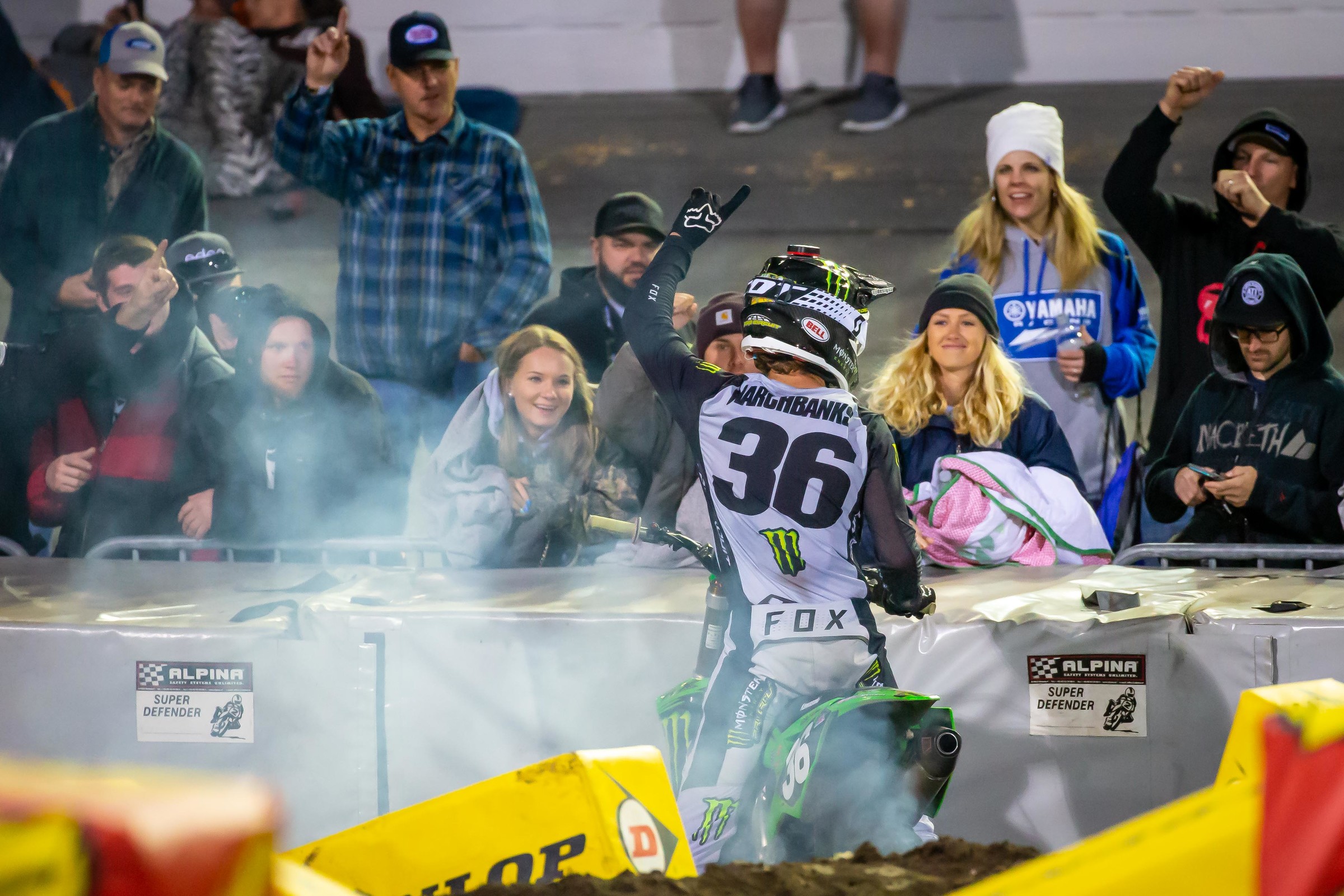 Marchbanks celebrates with a classic Daytona burnout.