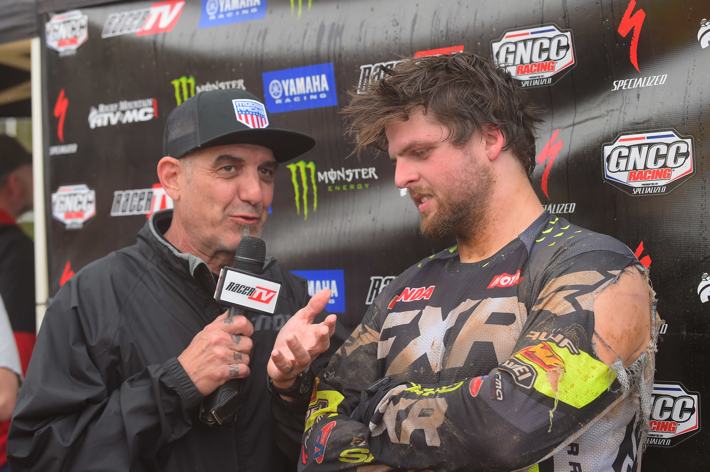 Baylor speaking with RacerTV after the General GNCC.