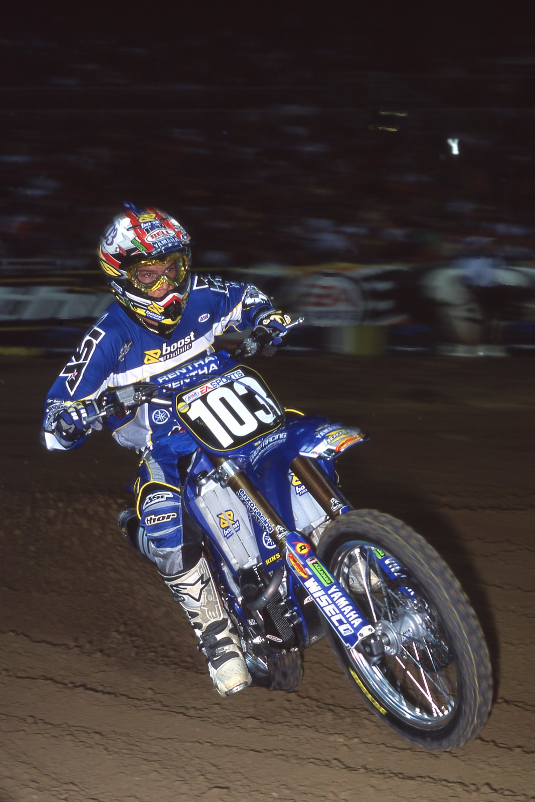 Chad Reed racing the 2002 AMA/EA Sports Supercross Championship.