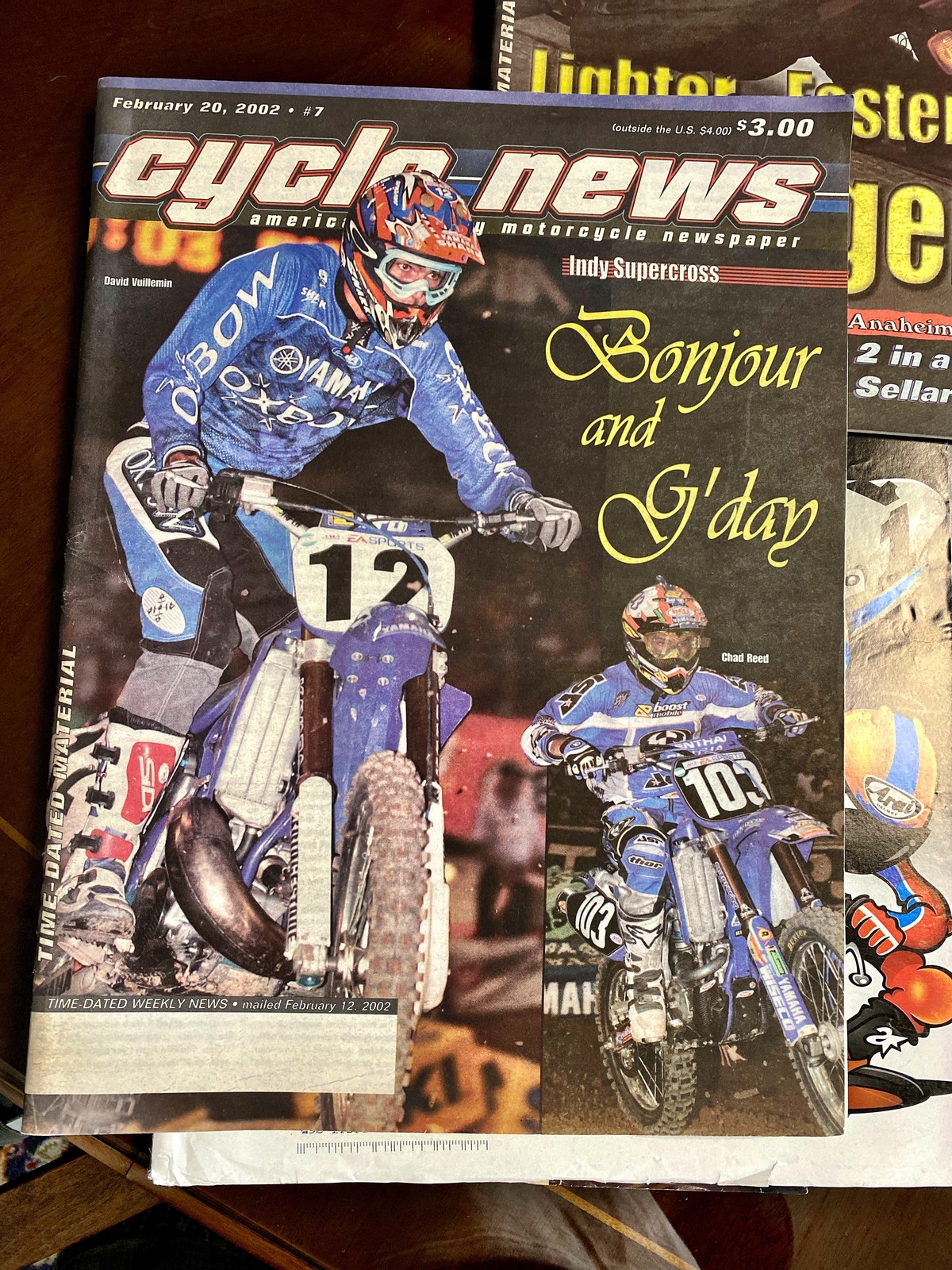 DV and Reed on the cover of the February 20, 2002, issue of Cycle News.