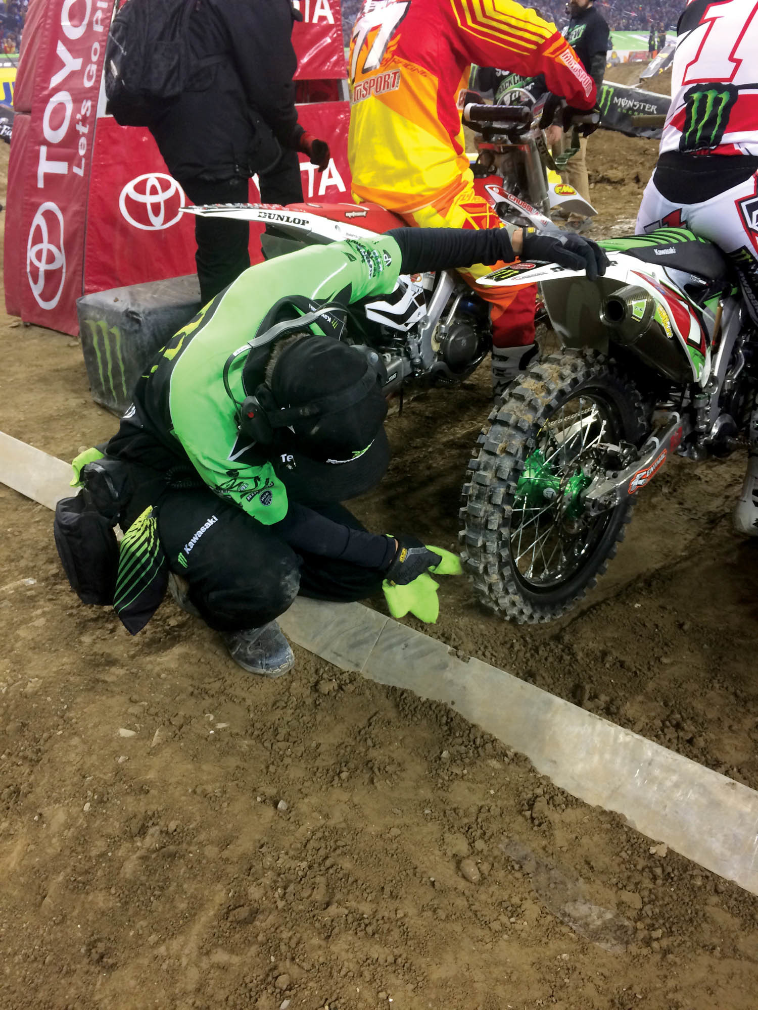 Williamson placing RV's Kawasaki.
