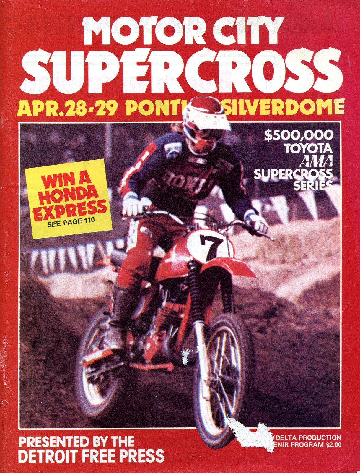 Motor City Supercross Program Pontiac Silverdome. This is definitely pre-JT years.