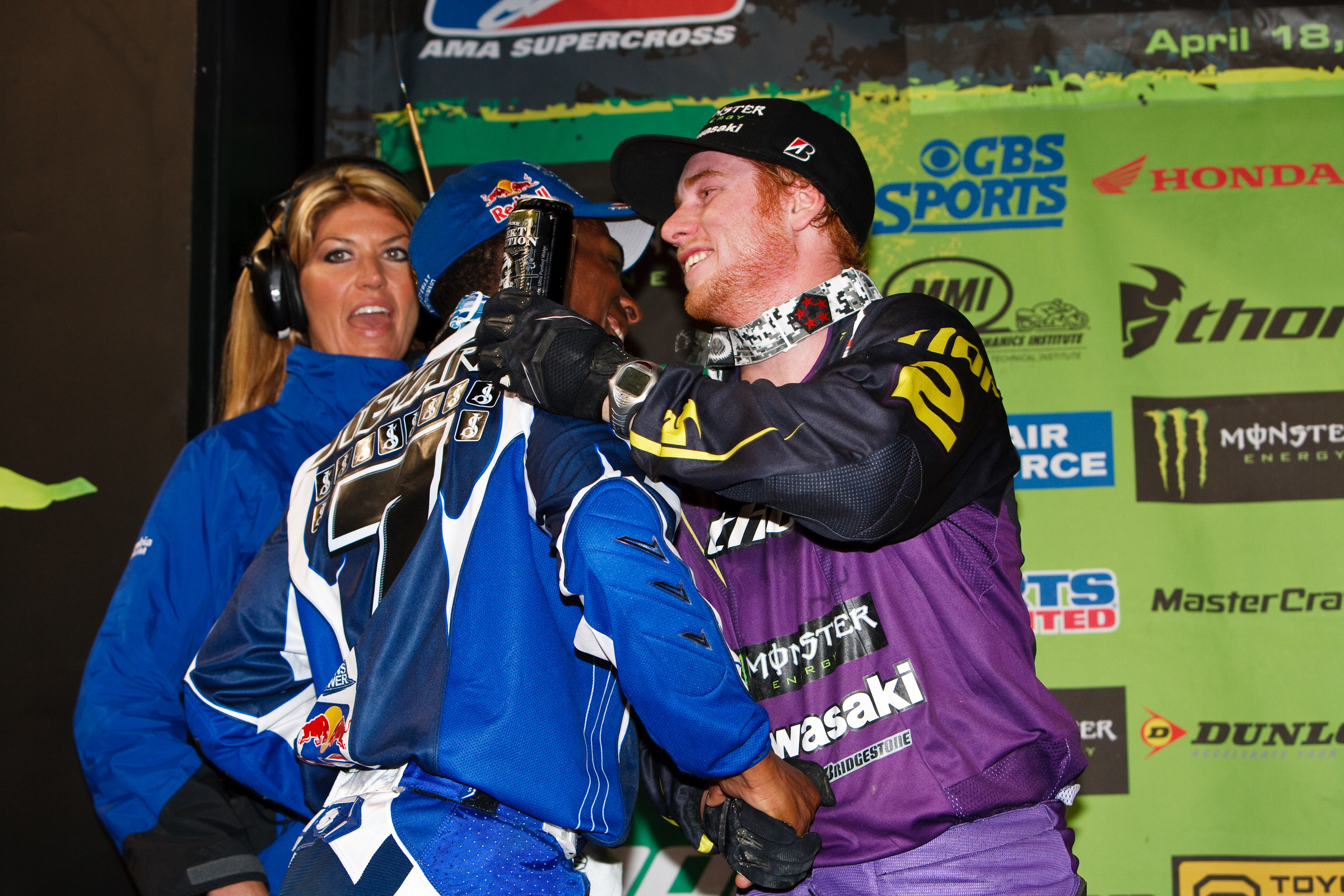 Bubba and RV showing one another respect on the podium.