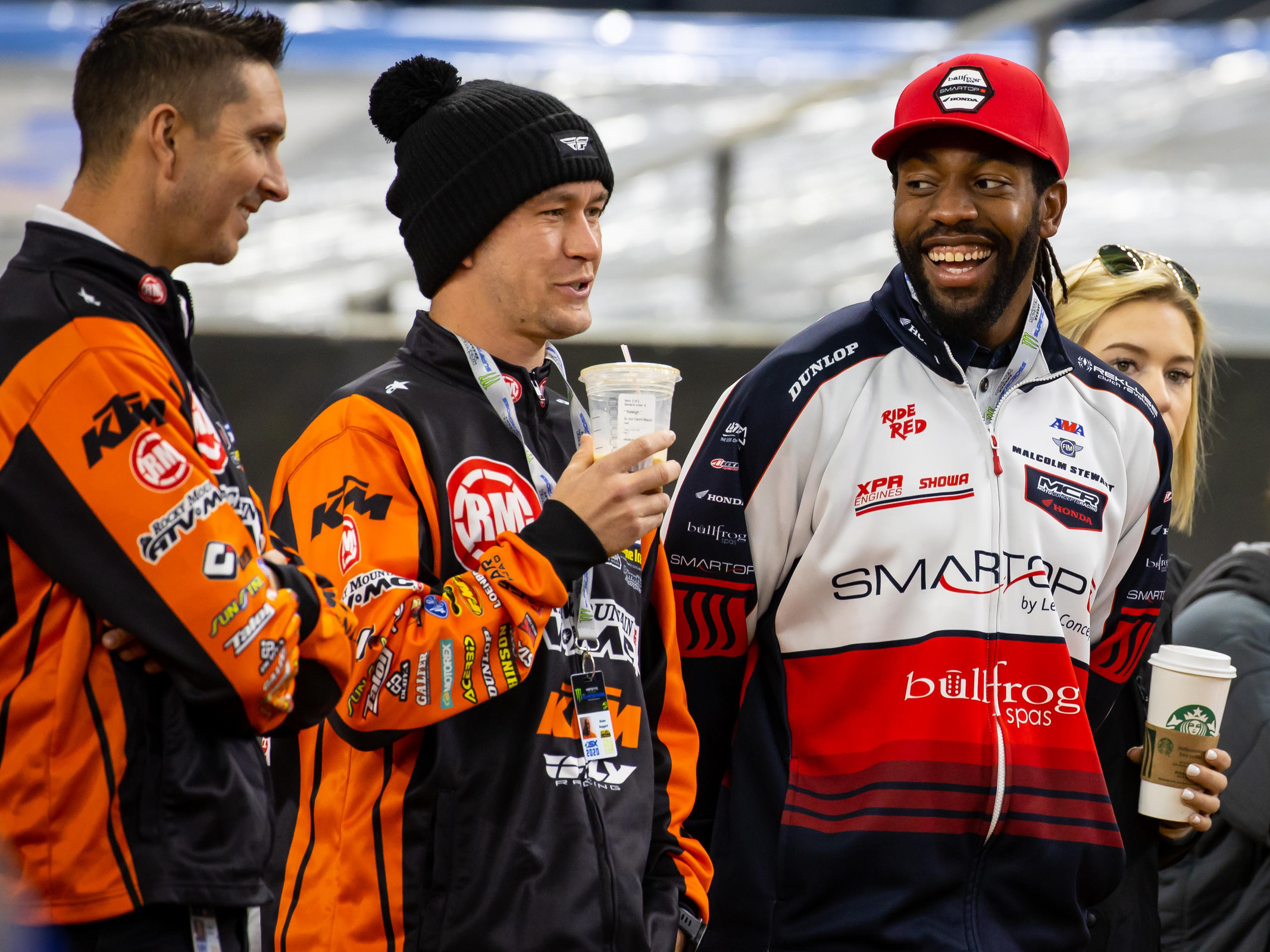 Byrner and Mookie watch BB4 sip his Starbucks.