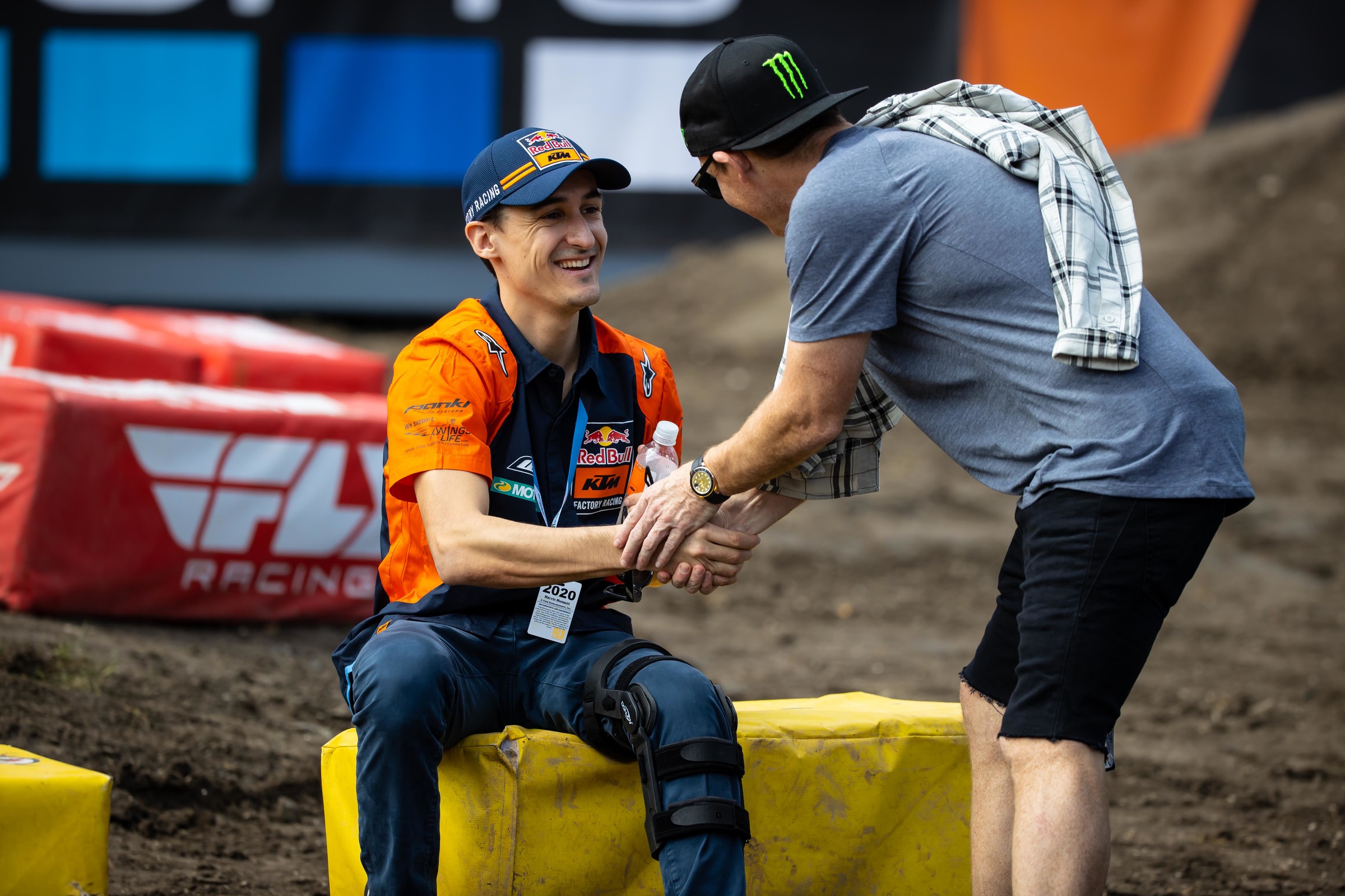 Musquin chatting with Ricky Carmichael at the 2020 Tampa Supercross.