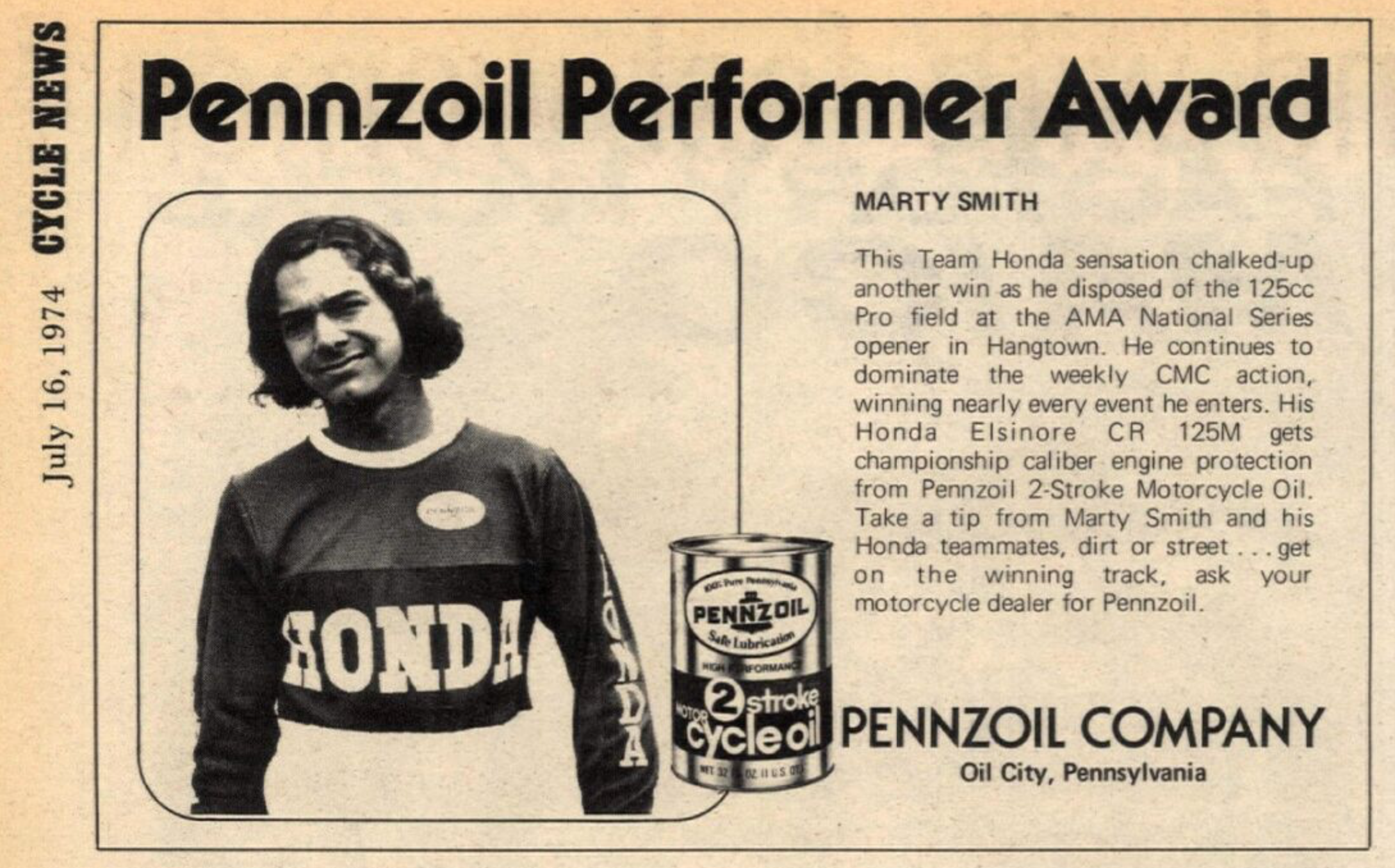 The July 16, 1974, issue of Cycle News.