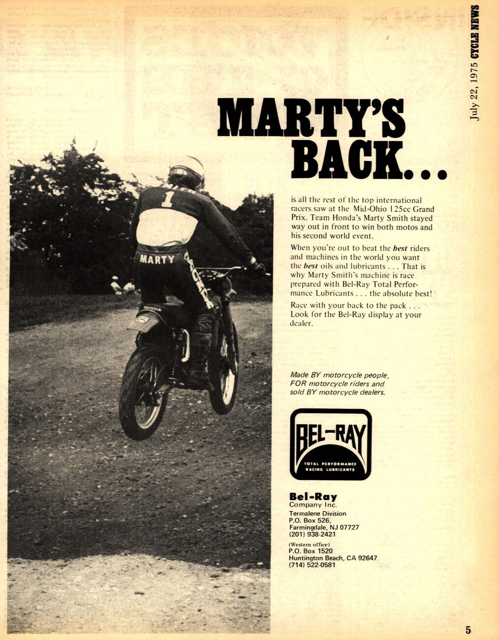 The July 22, 1975, issue of Cycle News.