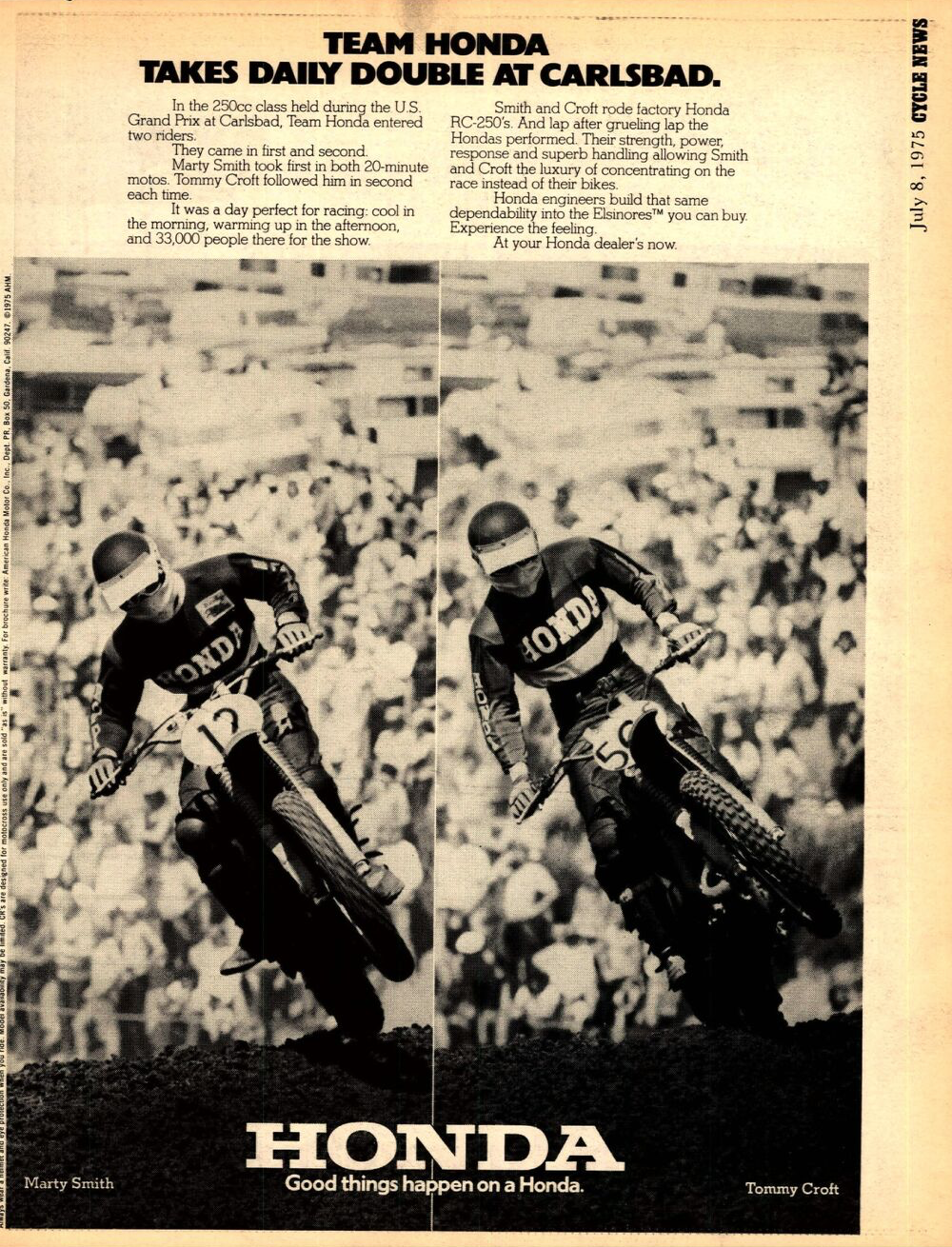 The July 8, 1975, issue of Cycle News.