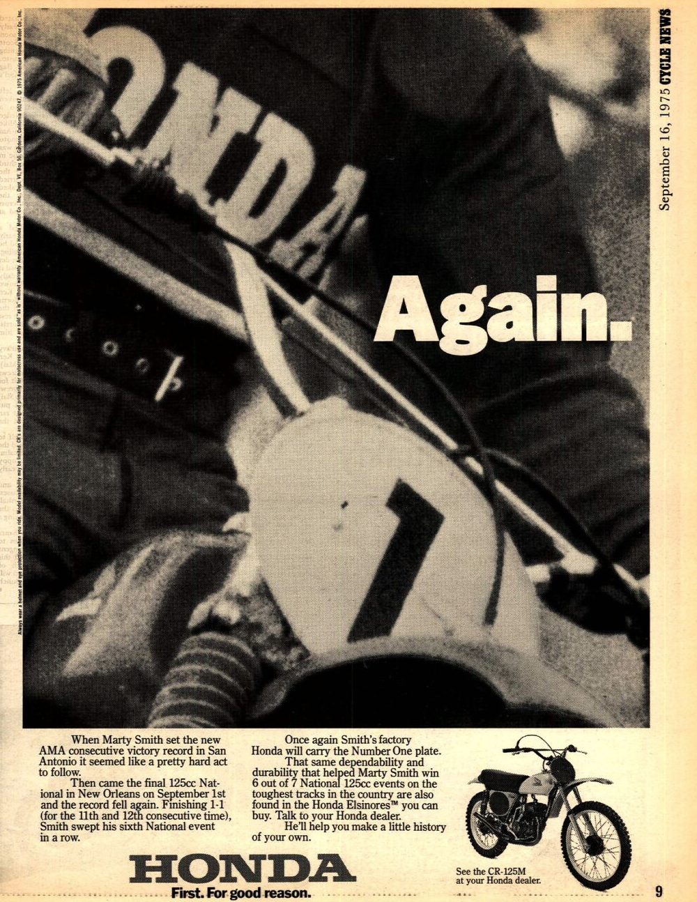The September 16, 1975, issue of Cycle News.