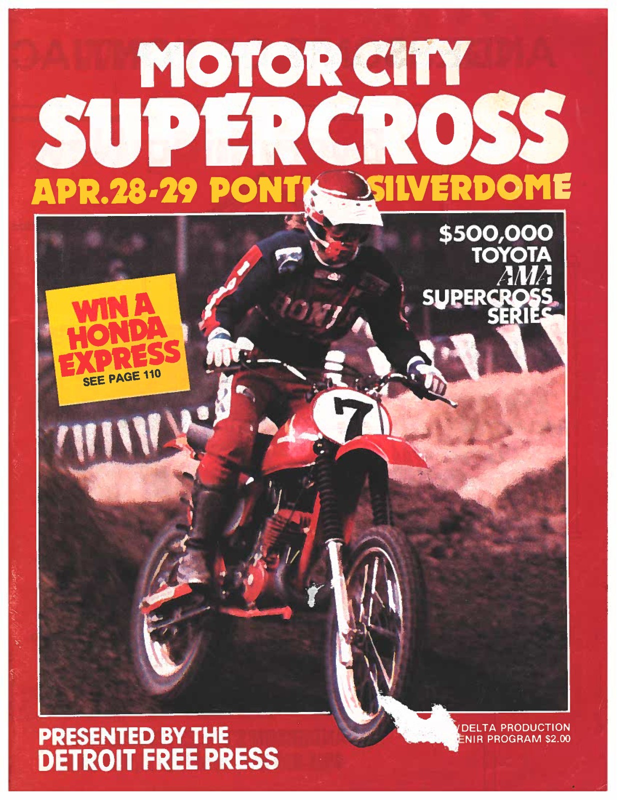 Motor City Supercross April 28-29 at the Pontiac Silverdome program.