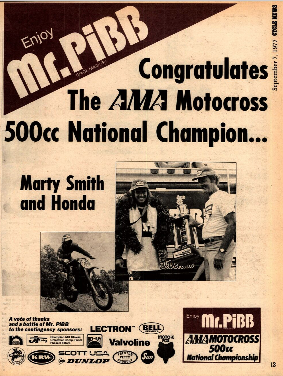 The September 7, 1977, issue of Cycle News.