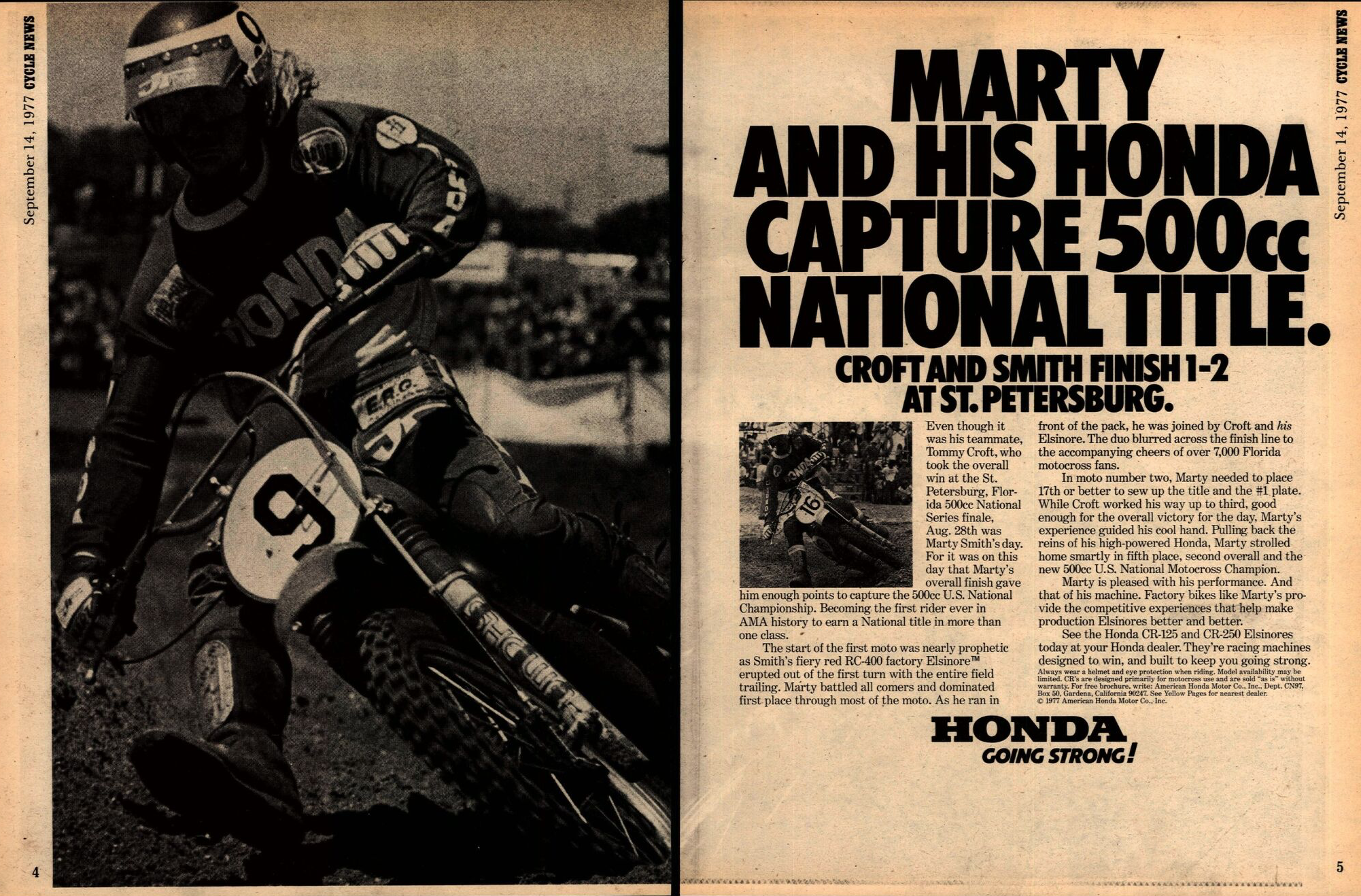 The September 14, 1977, issue of Cycle News.
