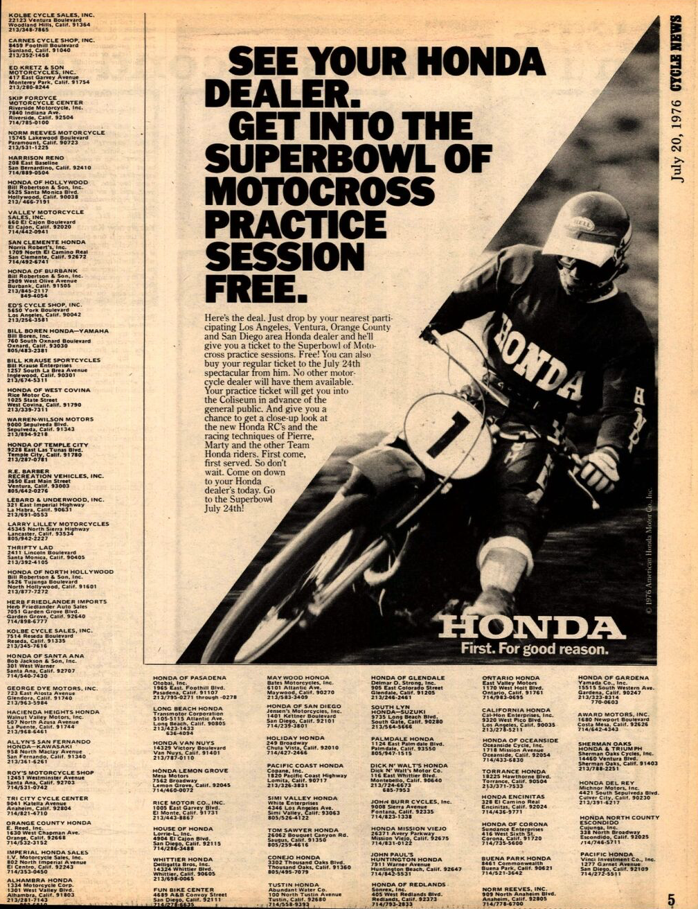 The July 20, 1076, issue of Cycle News.