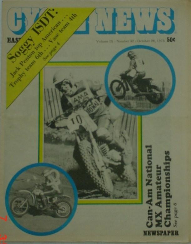 Cycle News coverage of the first AMA Amateur National, as well as the Cycle News East cover, which featured Ken Adams on the cover.