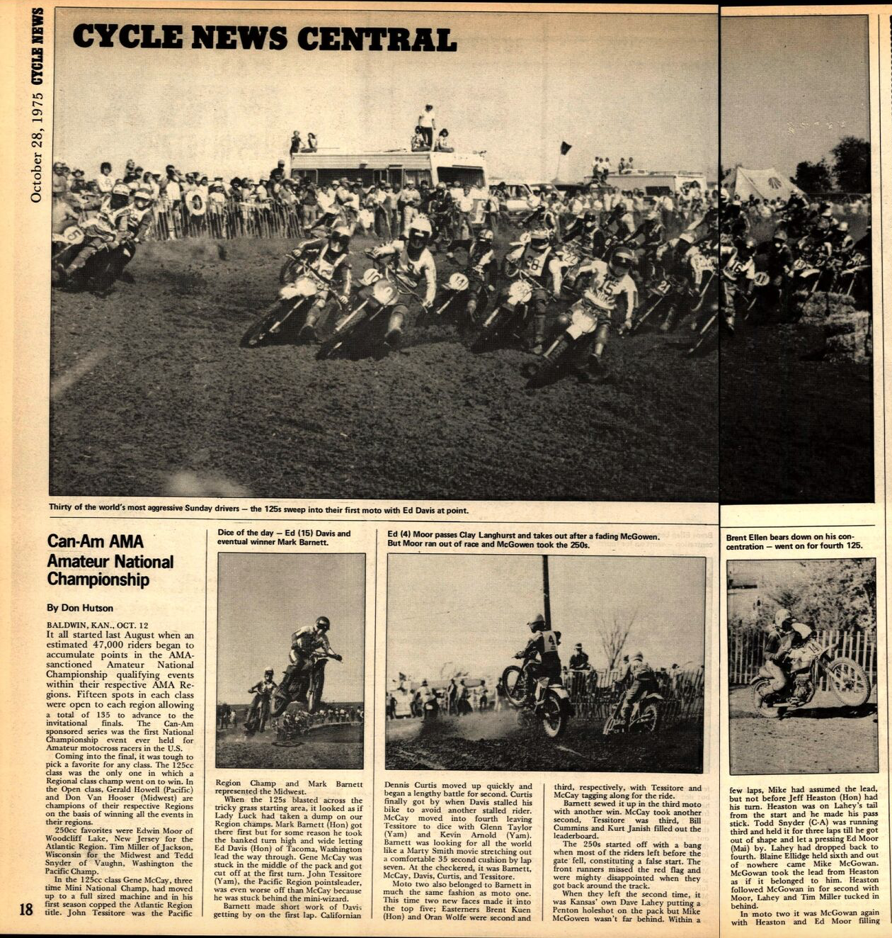 Cycle News coverage of the first AMA Amateur National, as well as the Cycle News East cover, which featured Ken Adams on the cover.