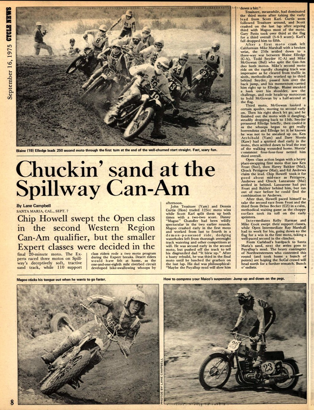 A couple of Cycle News West reports on the Pacific Regional qualifiers in 1975.