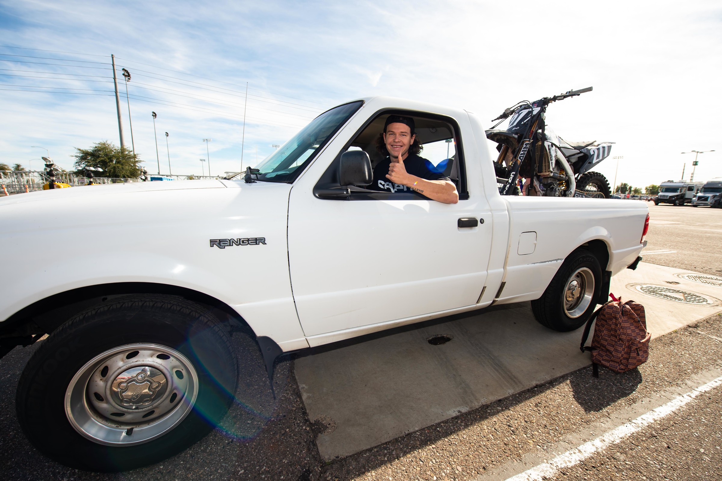 Caro cruising into the Glendale pits in style.