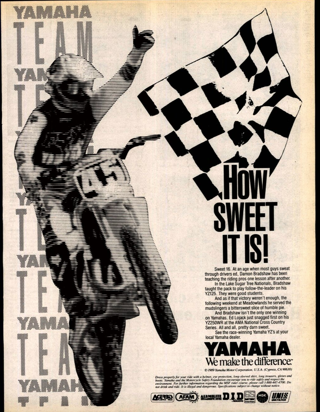 Bradshaw's win ad in Cycle News from his 125cc win at the Meadowlands Supercross.