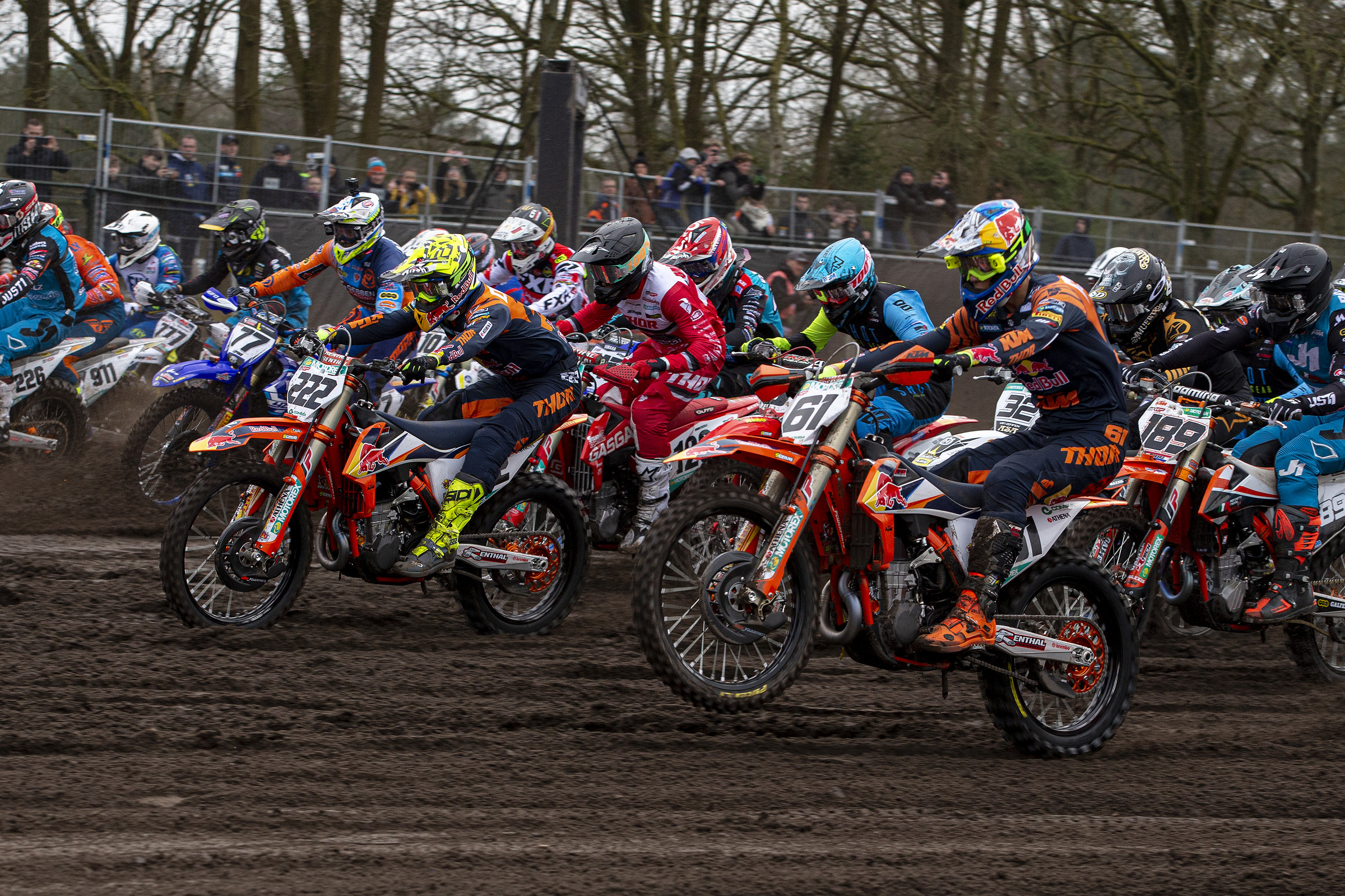The MXGP class out of the gates at the 2020 MXGP of the Netherlands.