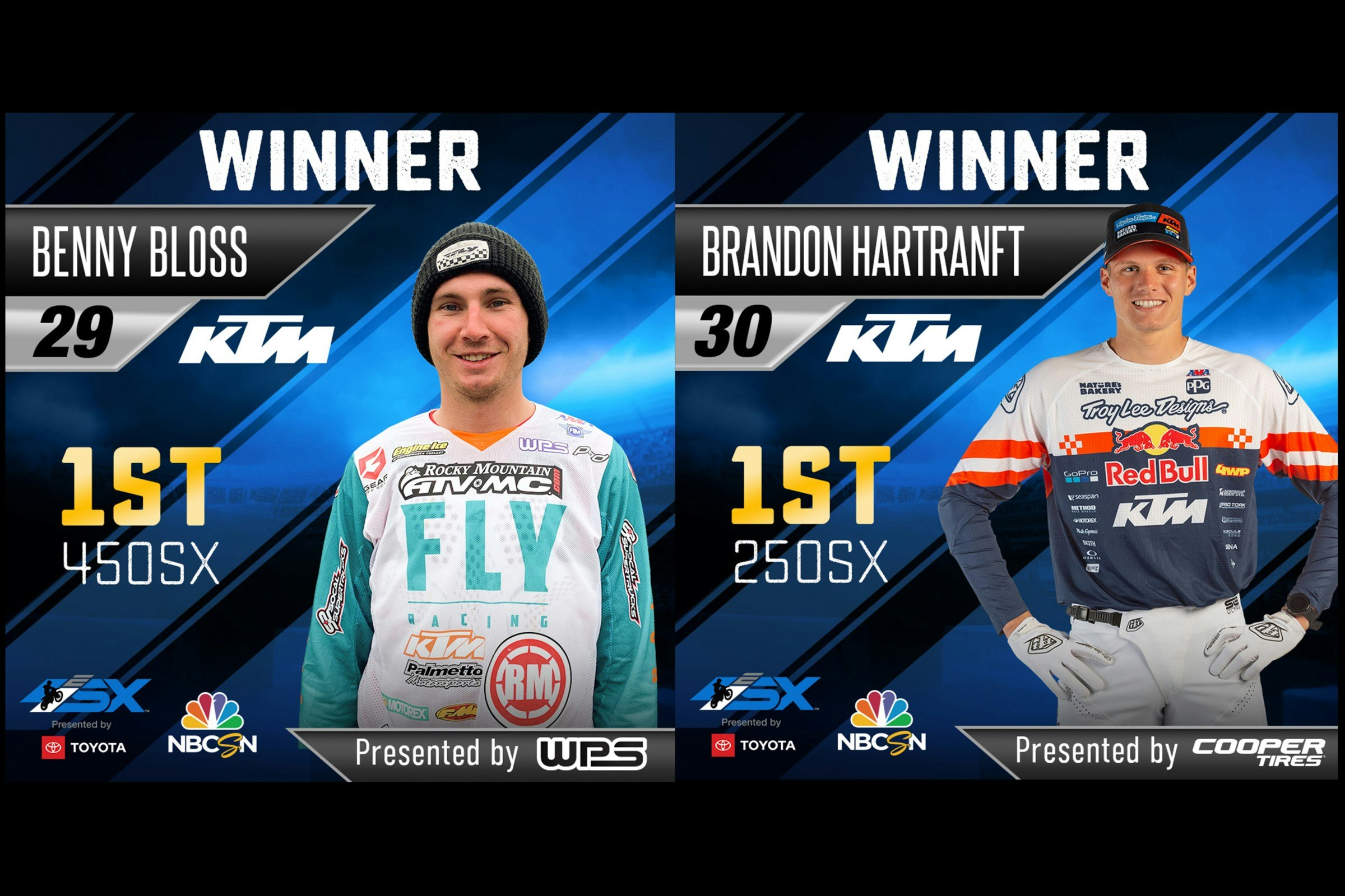 Benny Bloss, Brandon Hartranft Take Wins First-Ever Monster Energy Supercross E SX