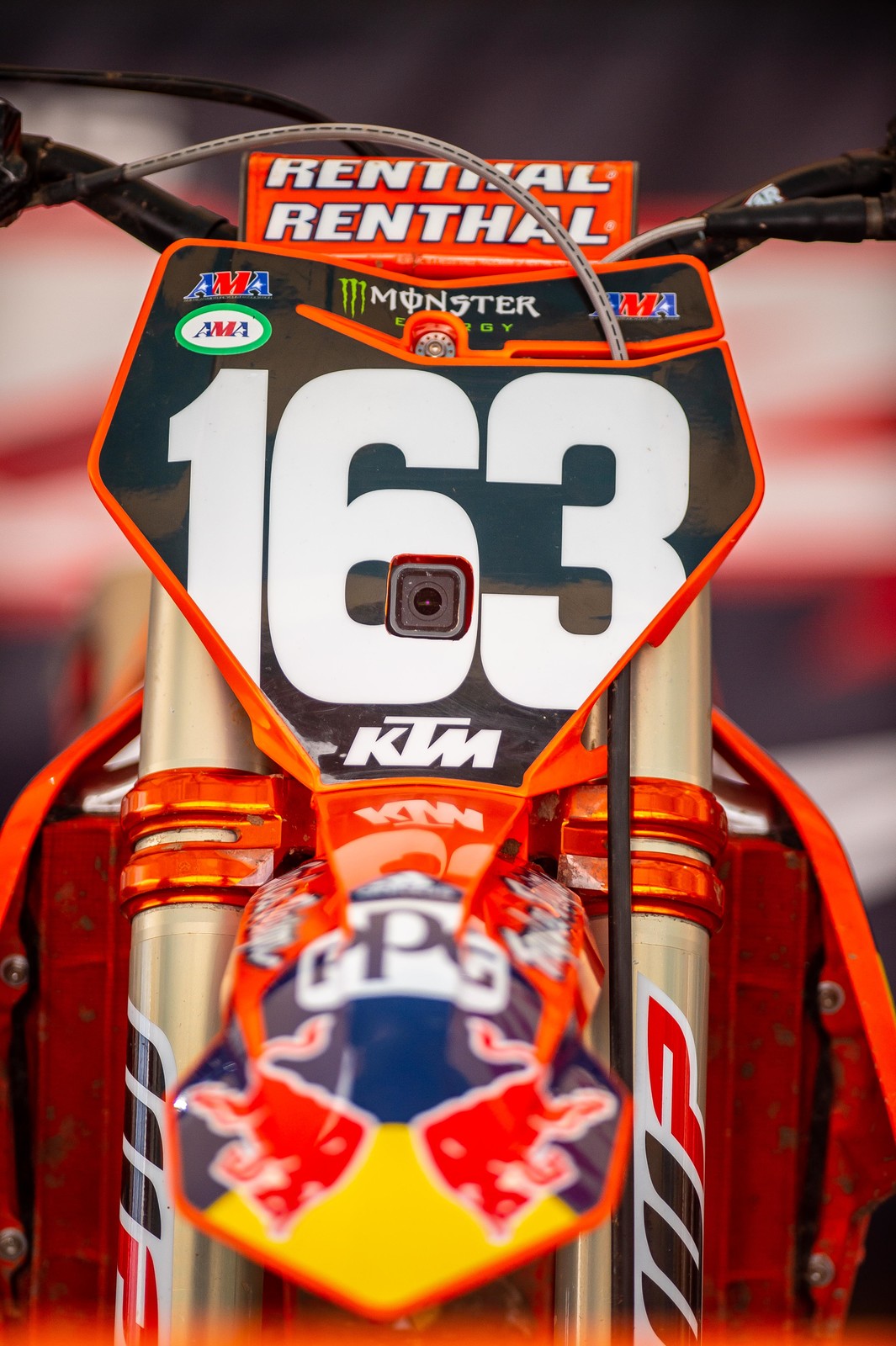 GoPro now places their camera inside the front plate of the Troy Lee Designs/Red Bull KTM team.