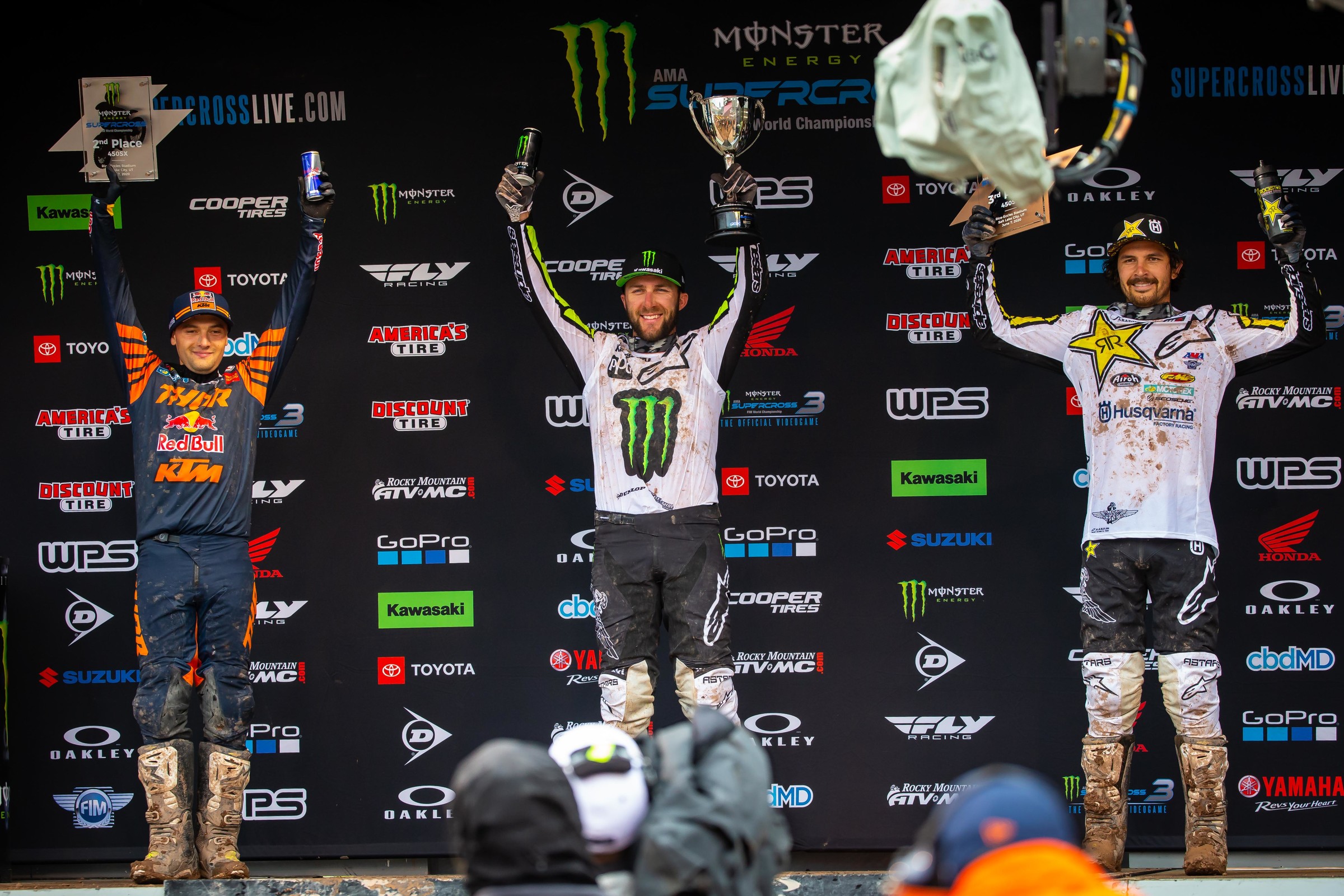 The 450SX podium from the Salt Lake City 3 Supercross.