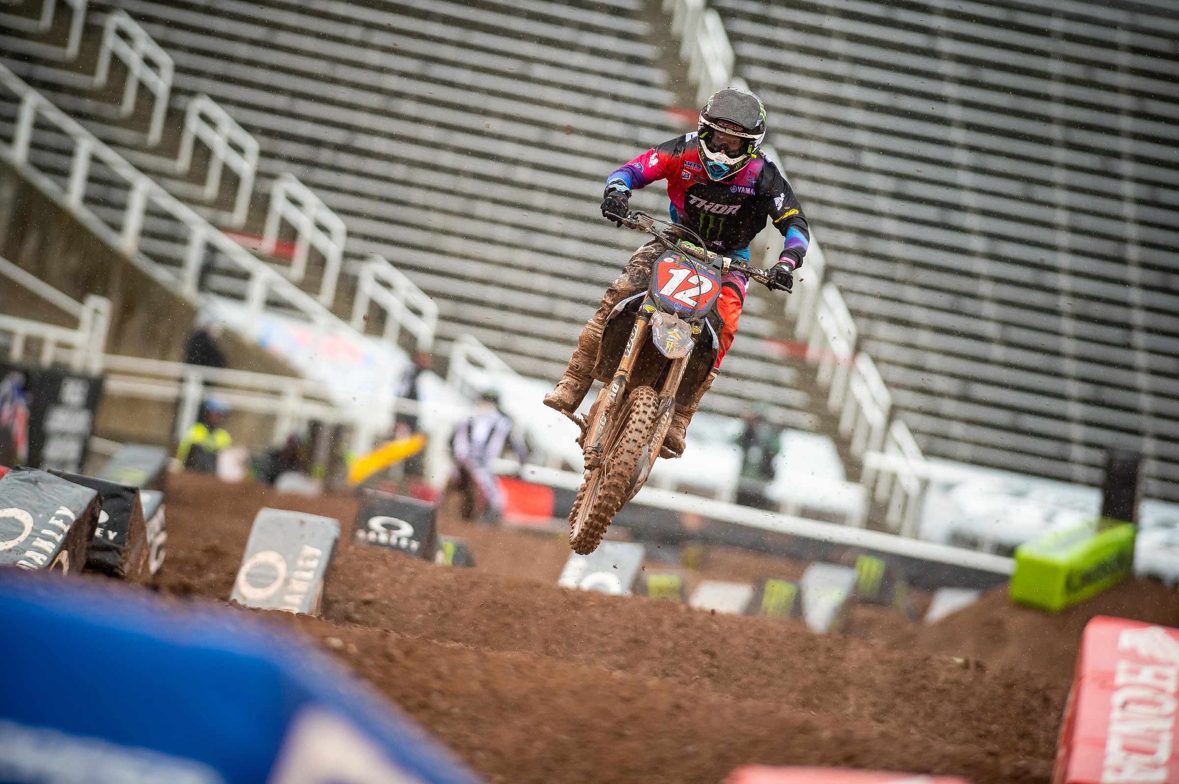 McElrath led the first five laps of the 250SX main event and looked like he might take another win.