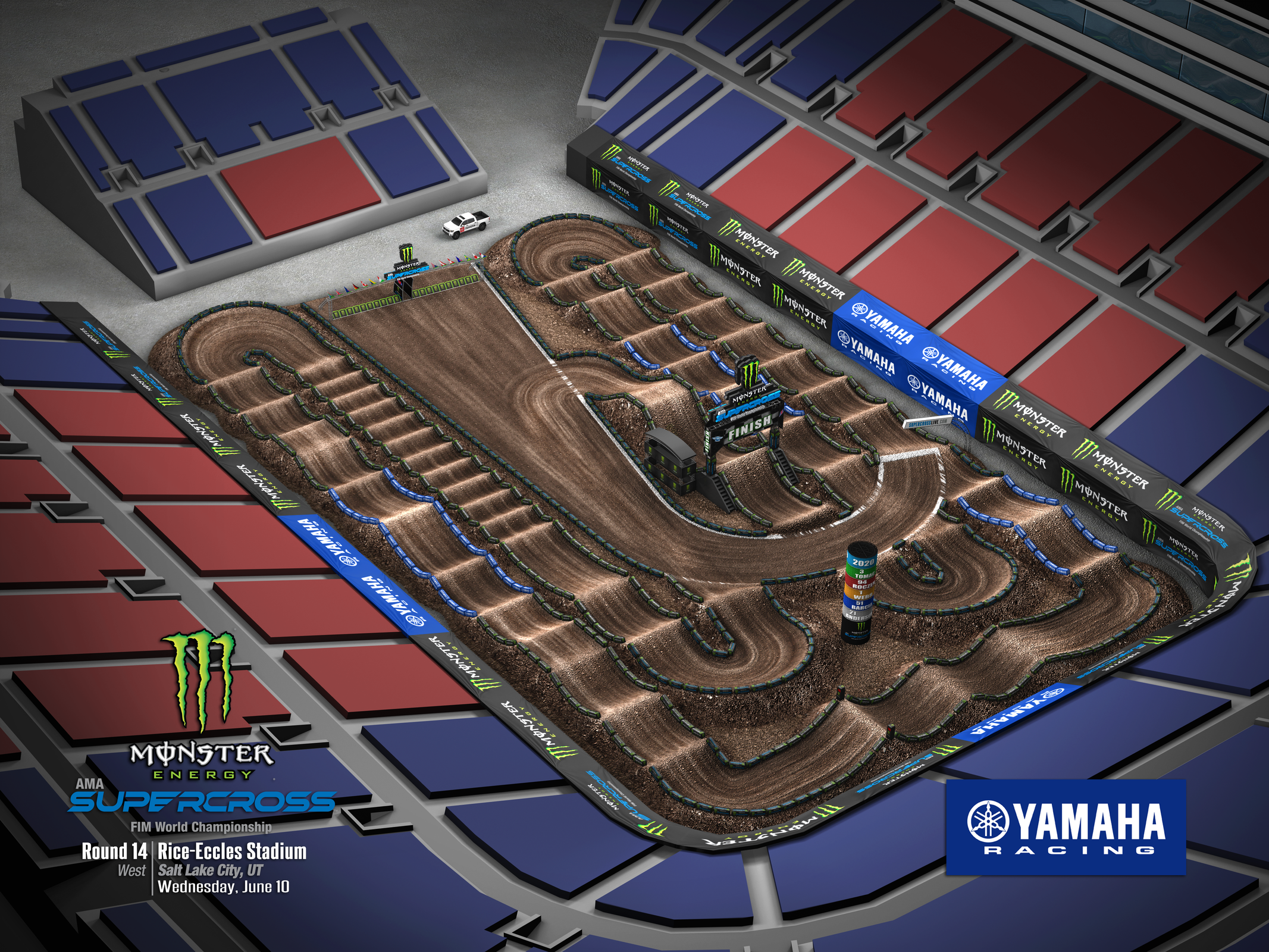 The layout for Wednesday's Salt Lake City 4 Supercross, very similar to Sunday's track but will flow the opposite direction.