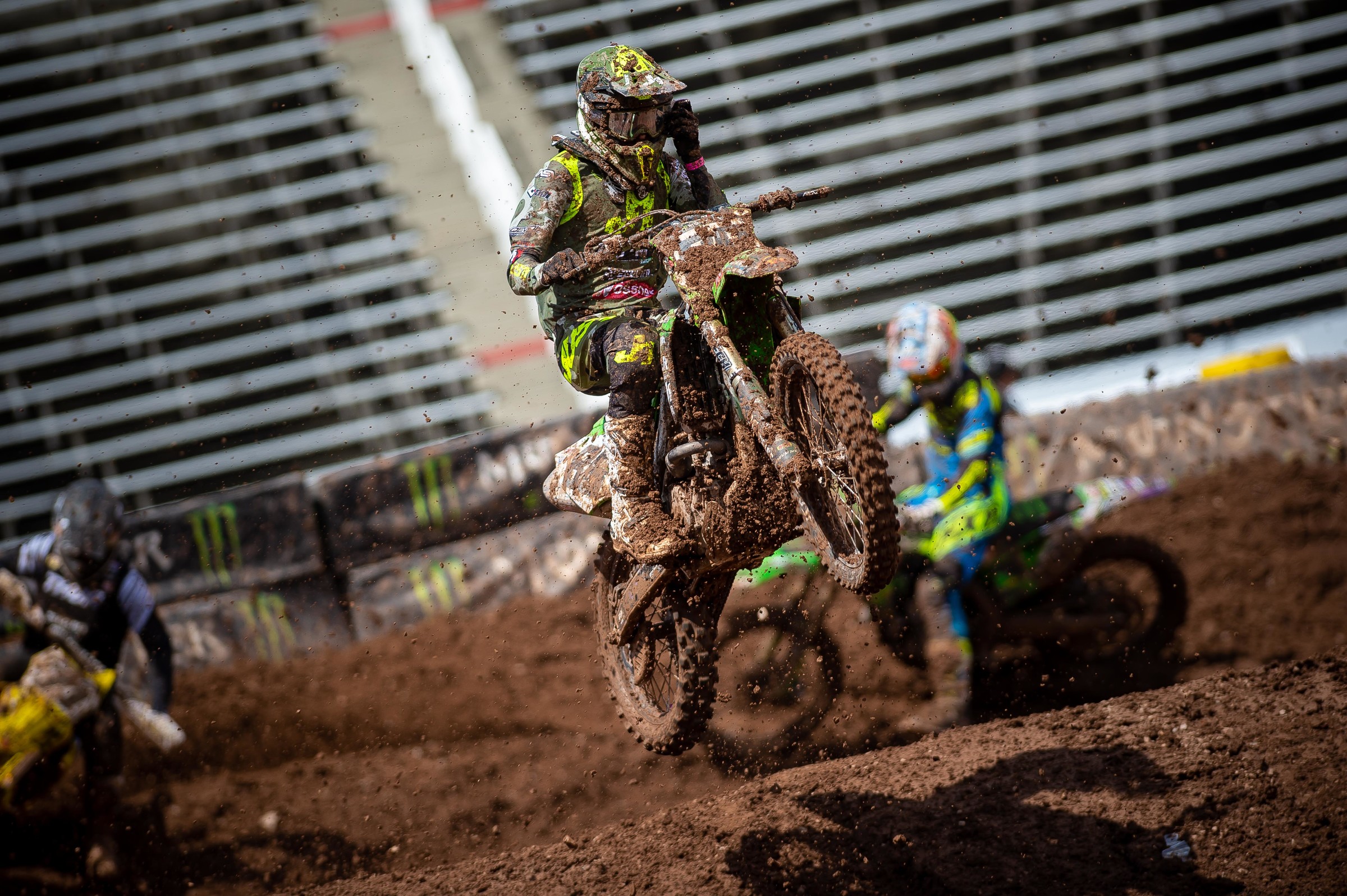 Logan Karnow put his KX250 into the 450SX class main event.