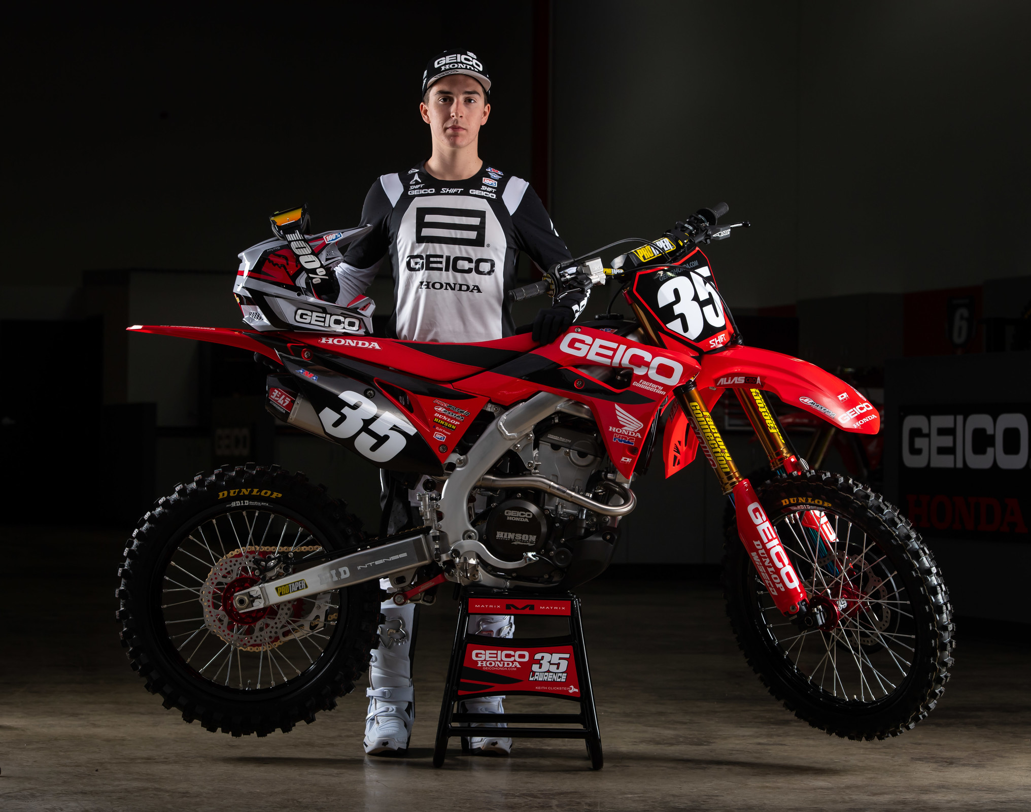 Hunter during the GEICO Honda team photo shoot in December 2019.