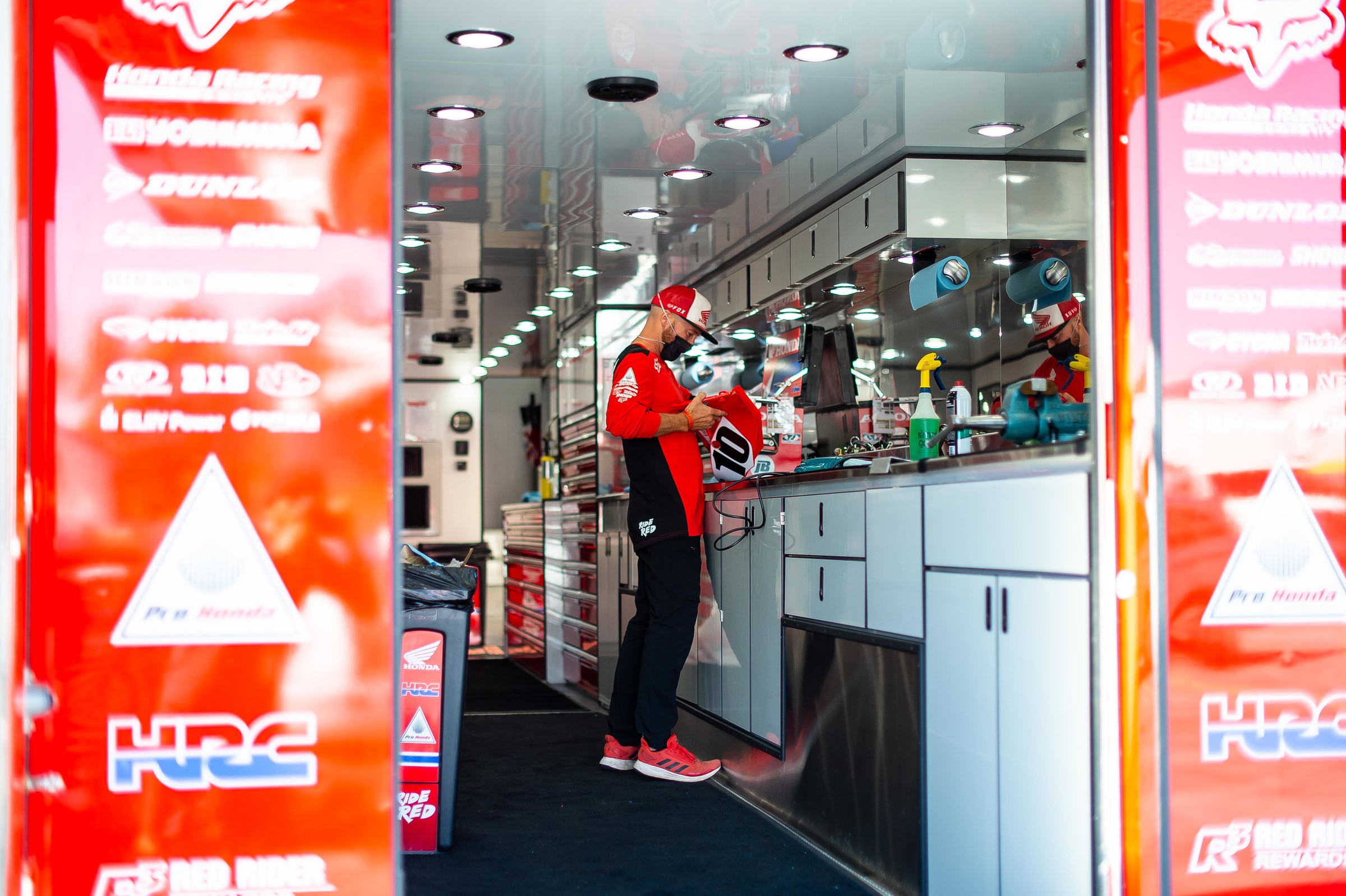 The Honda HRC crew getting to work early on race day.