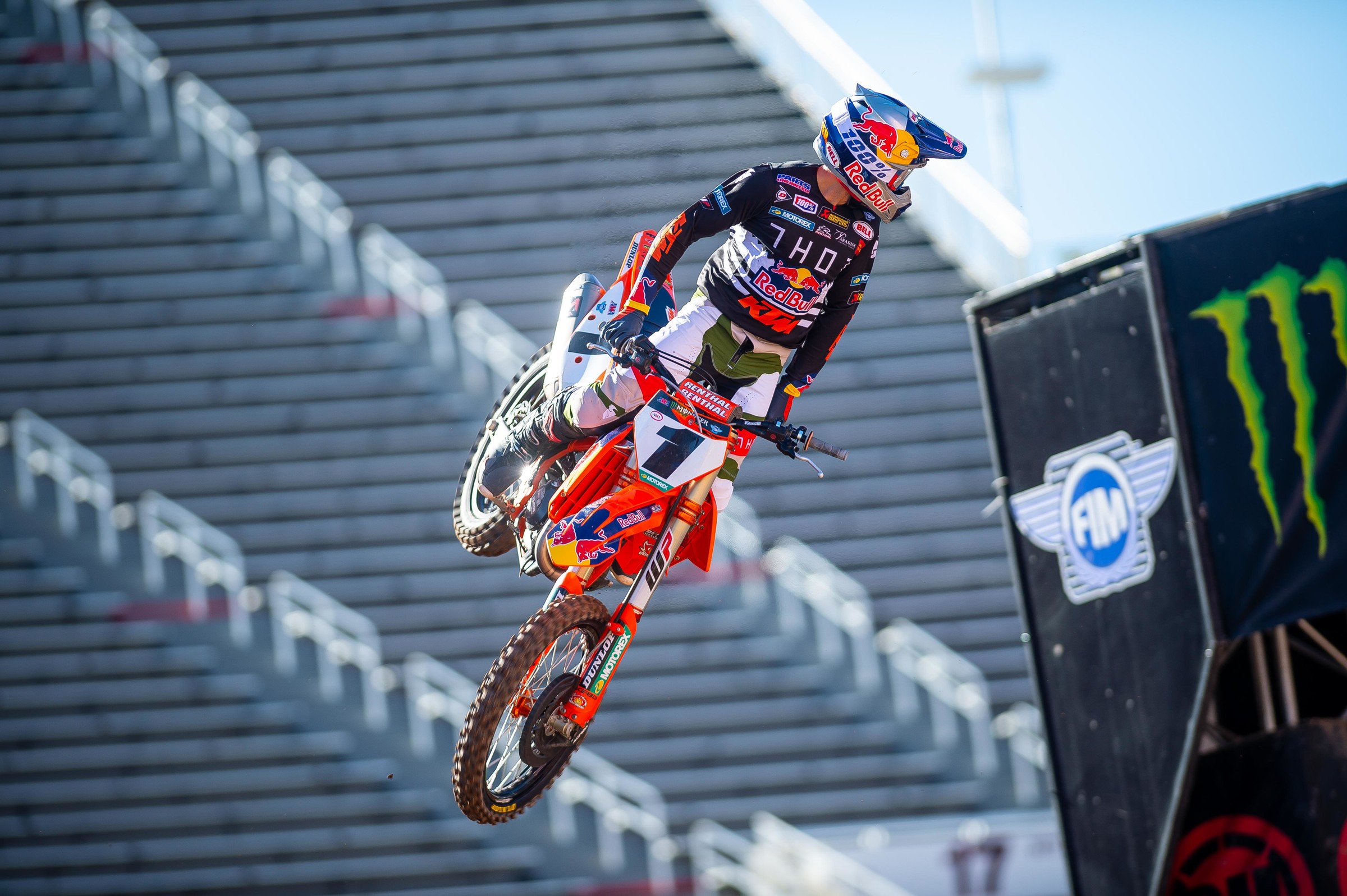 Webb giving Roczen the stare down as he took the heat race win.