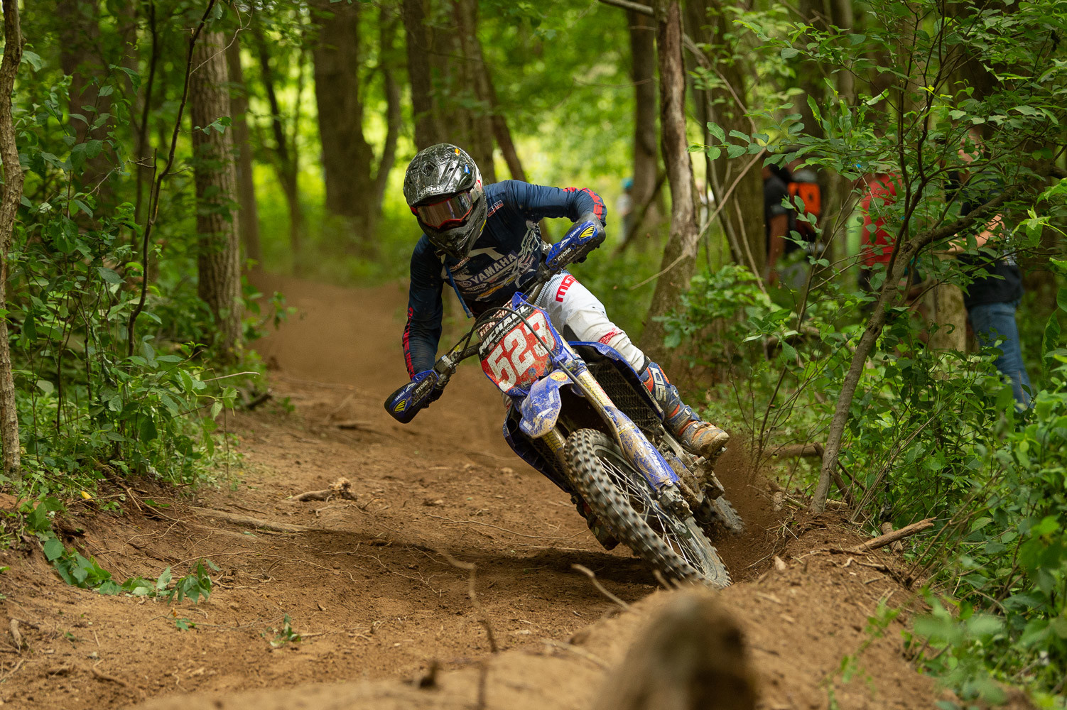 Layne Michael trailed the rear fender of Kailub Russell for the first three laps of Sunday's race until a crash ended his day early.