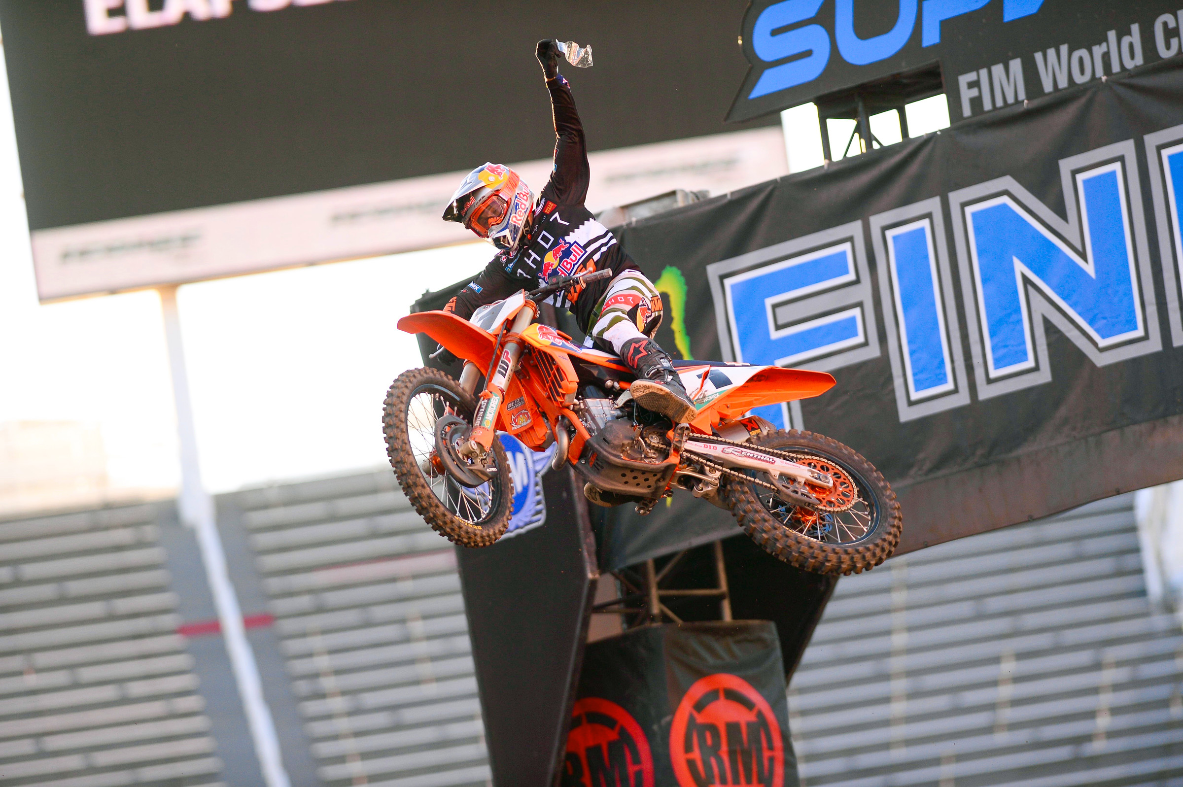 Webb taking the 450SX main event checkered flag. He won all three Wednesday night supercross events here in Salt Lake City.