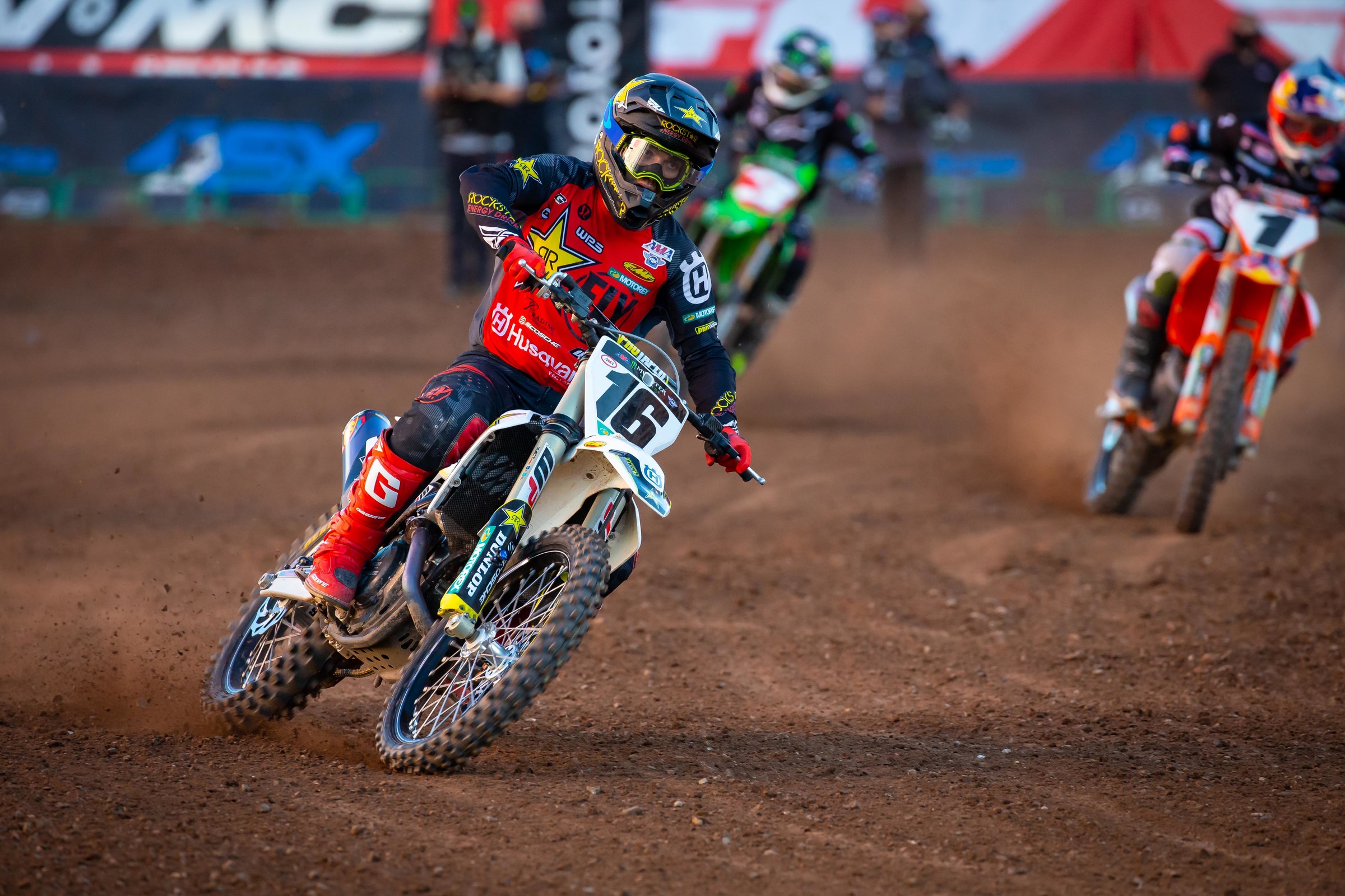 Osborne leading Webb and Tomac.