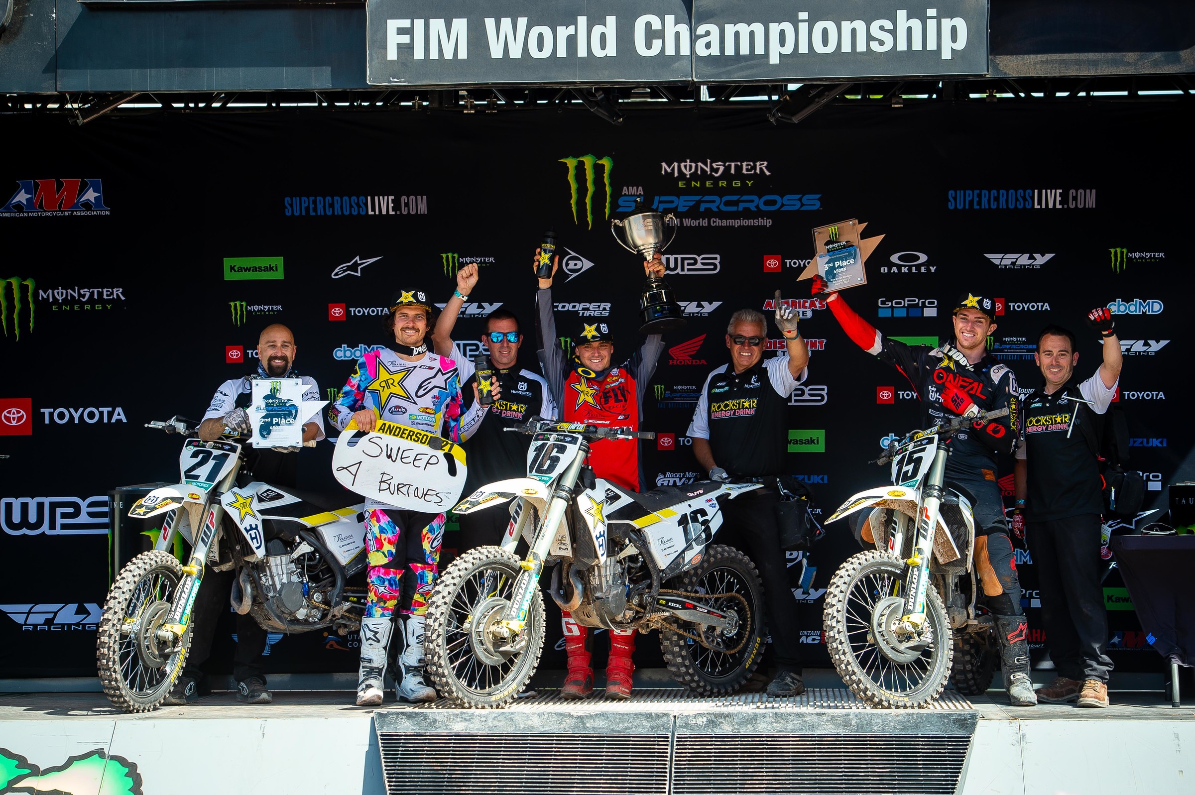 The Husqvarna 450SX podium sweep.