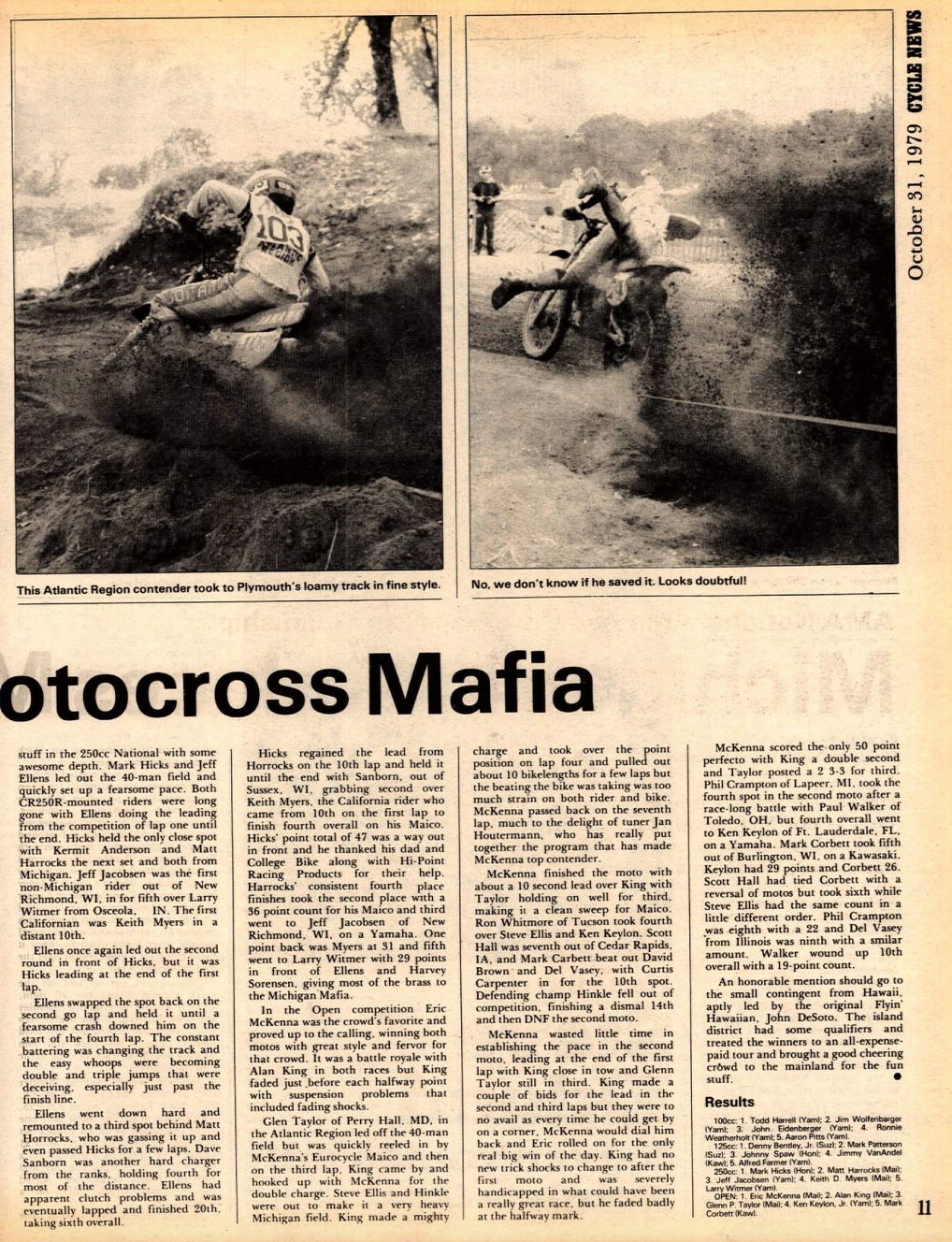 More coverage of the 1979 AMA Amateur National Championship in the October 31, 1979, issue of Cycle News.