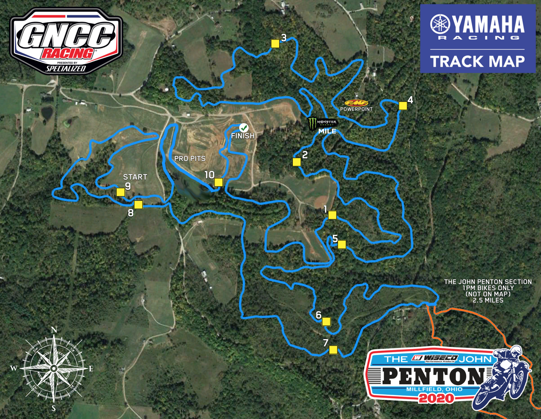 The track map for the 2020 The John Penton GNCC.