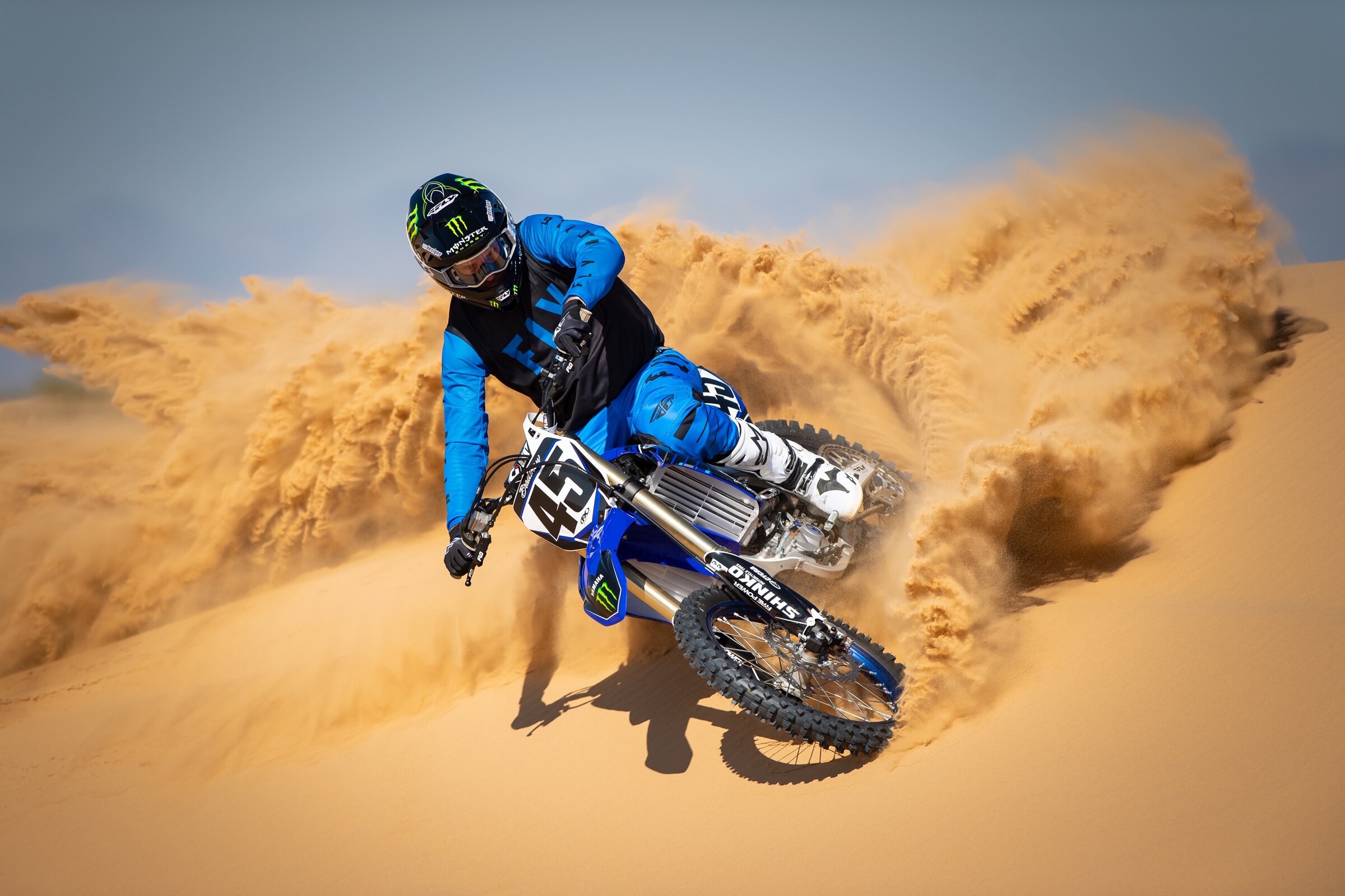 Bradshaw at the Glamis Dunes in January 2020 during a Fly Racing photo shoot.