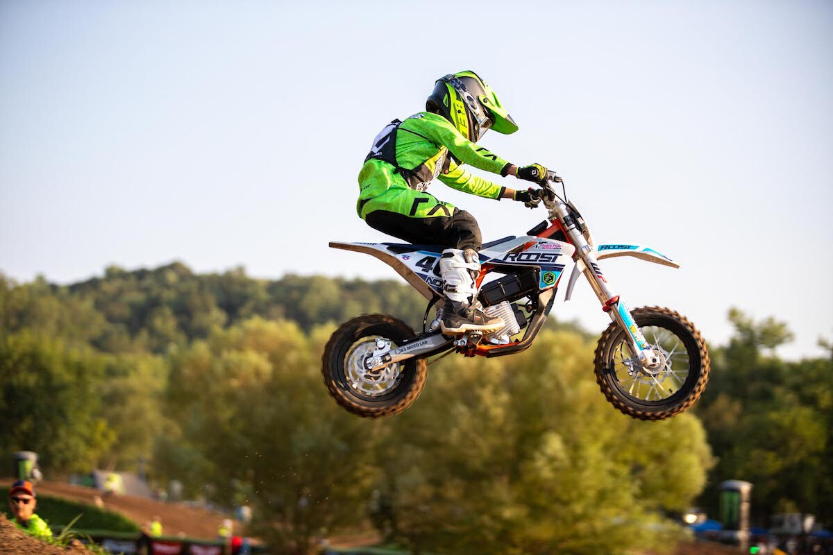 Kade Nightingale made history winning the first ever Mini-E moto.
