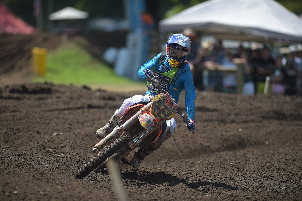 Nate Thrasher rode to a determined moto win in 250 B.