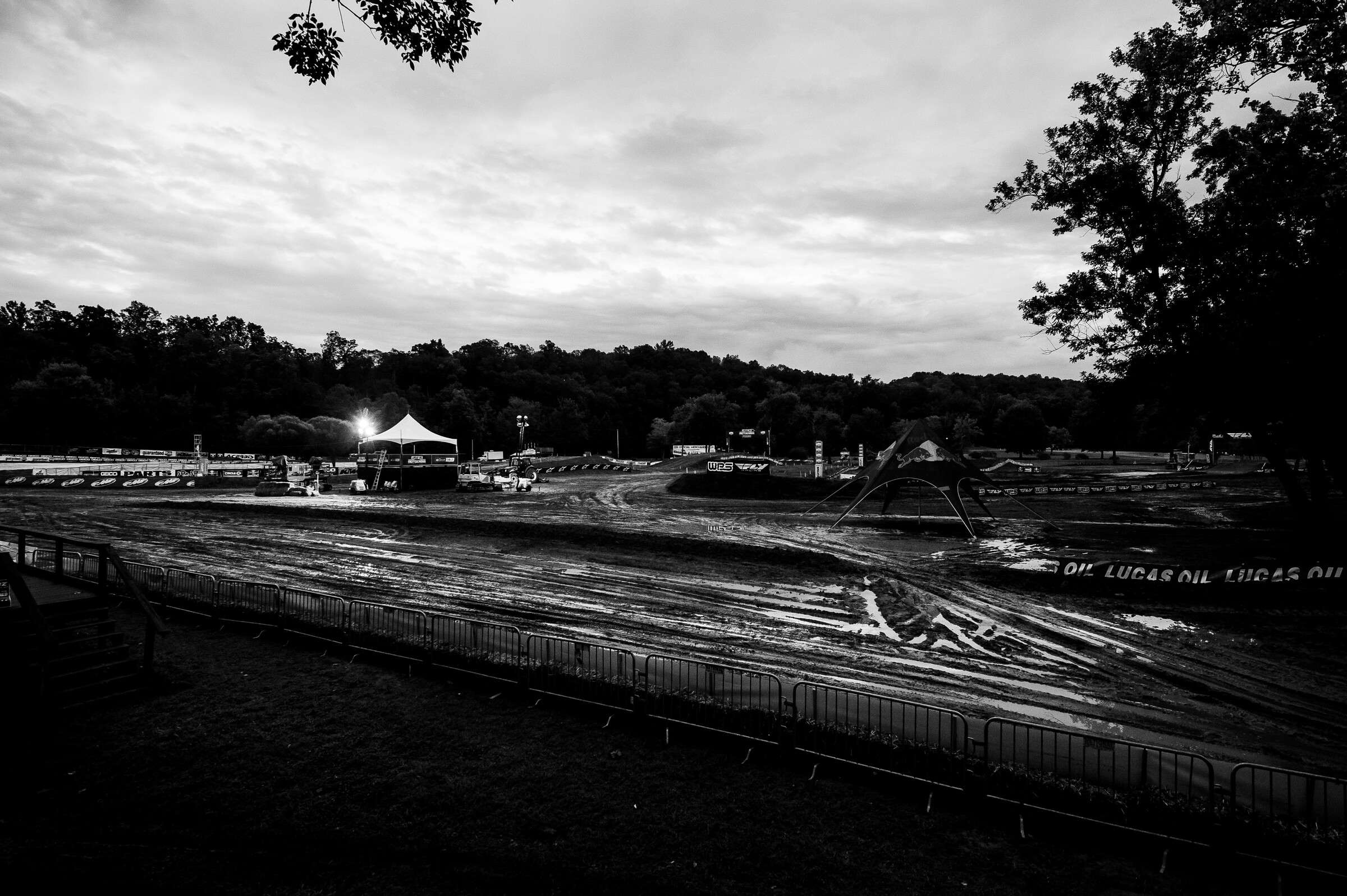 The track was sealed but the rain was still buckets full.