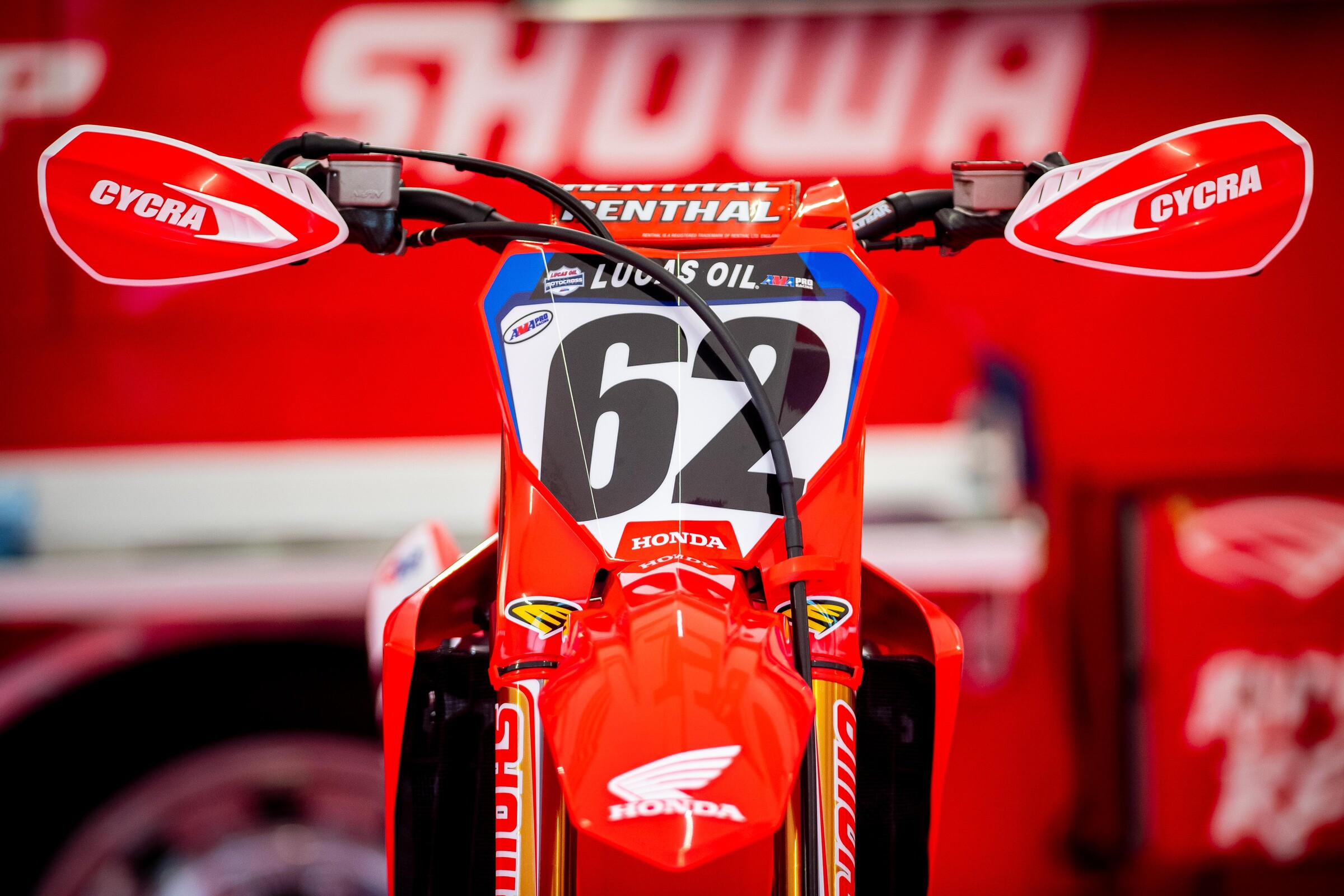 Christian Craig's HRC Honda outfitted with some trick Cycra handguards.