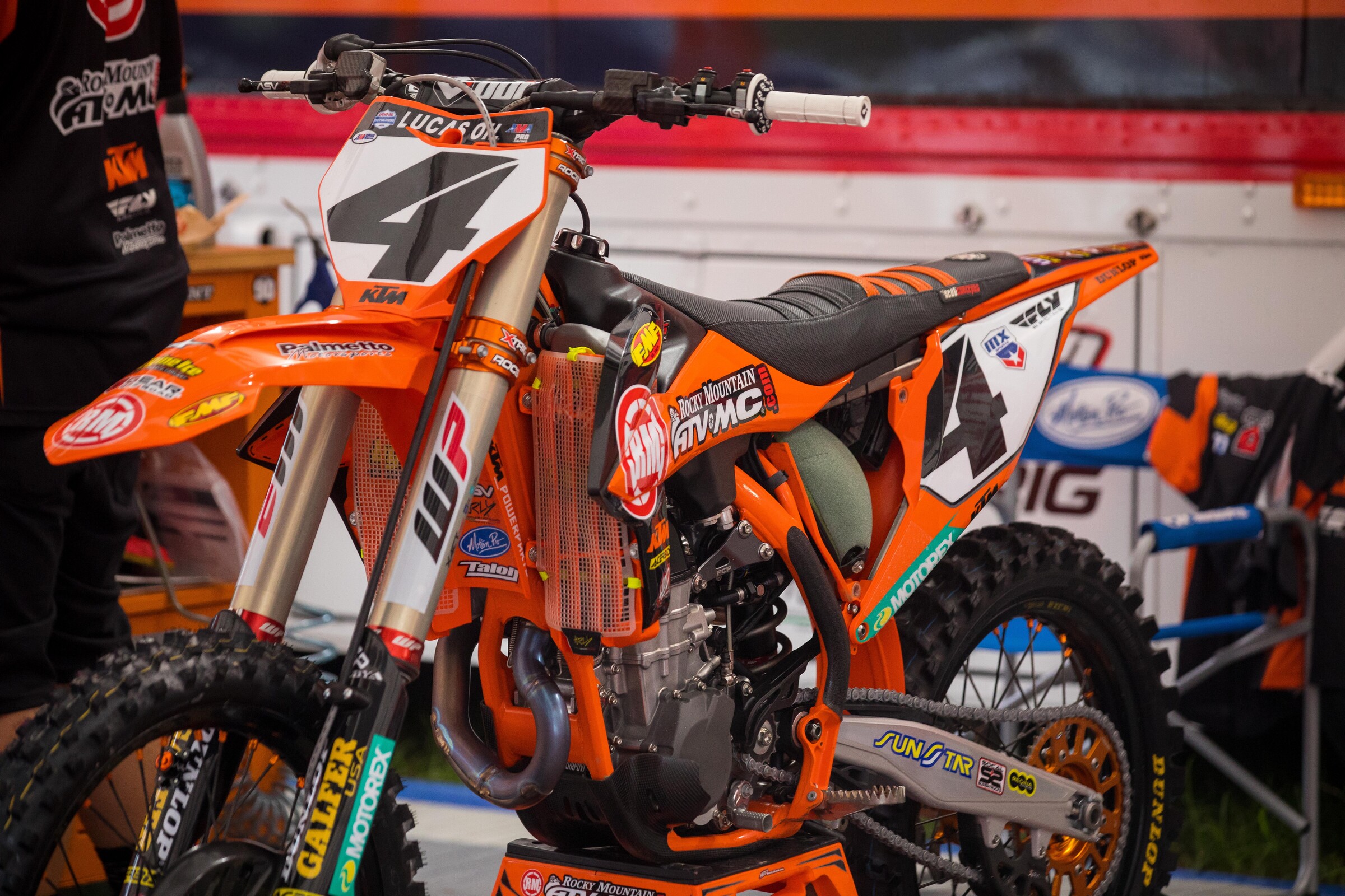 Blake Baggett's Rocky Mountain ATV/MC KTM gets some TLC this morning.