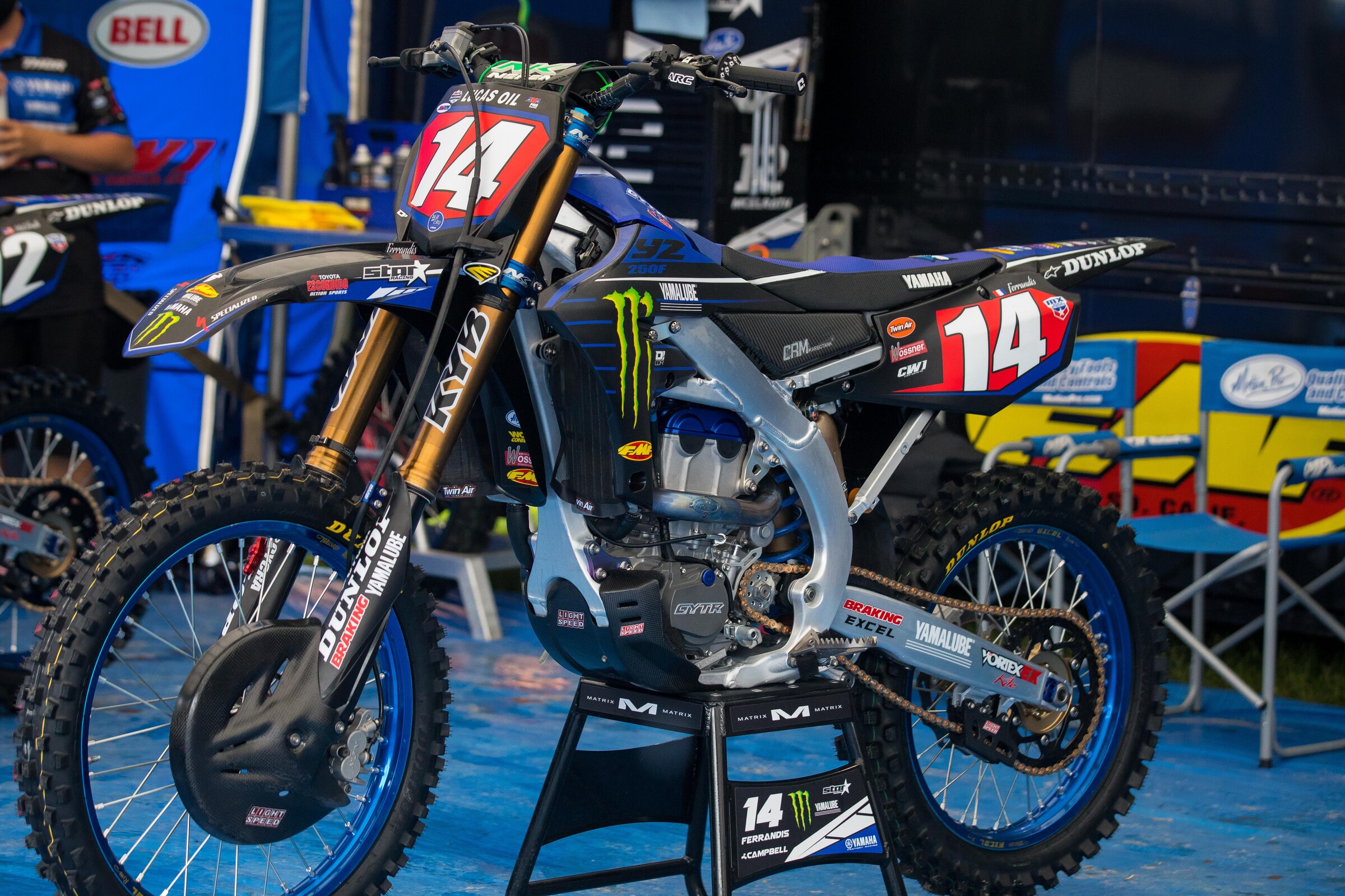 Ferrandis' Monster Energy/Star Racing Yamaha YZ250F entering today.