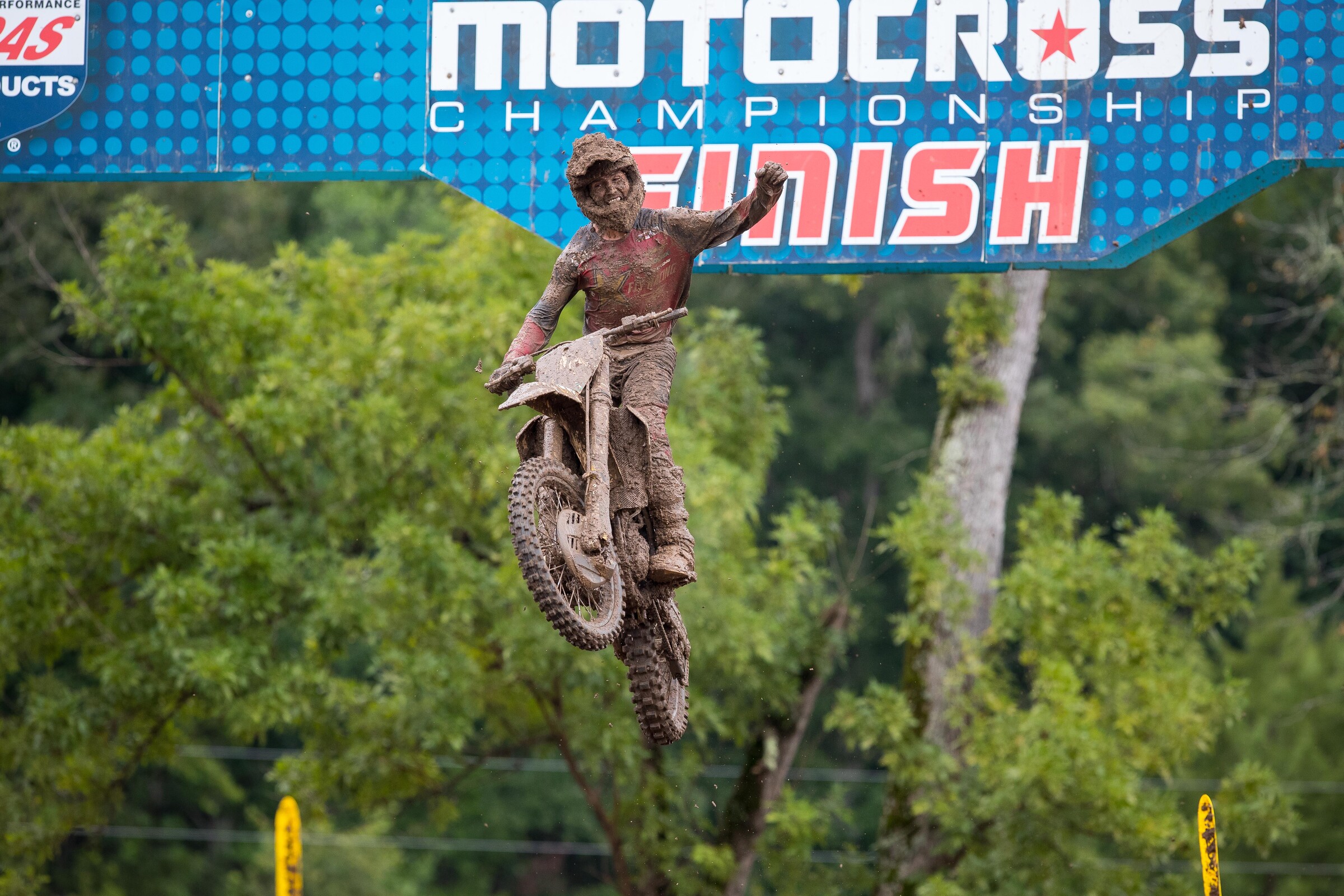 It might have been muddy and he might not have been goggles, but Hampshire was all smiles taking that first 250 Class win of the day.