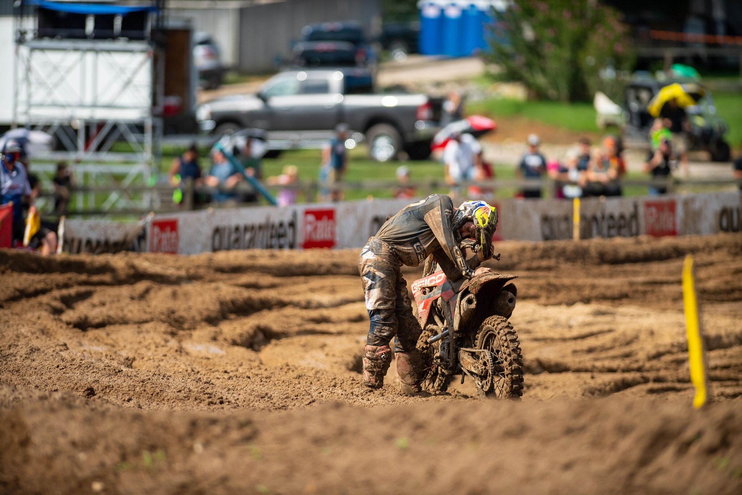 After a fifth in the first moto, Carson Mumford could only watch the remainder of the second moto after his bike gave out.