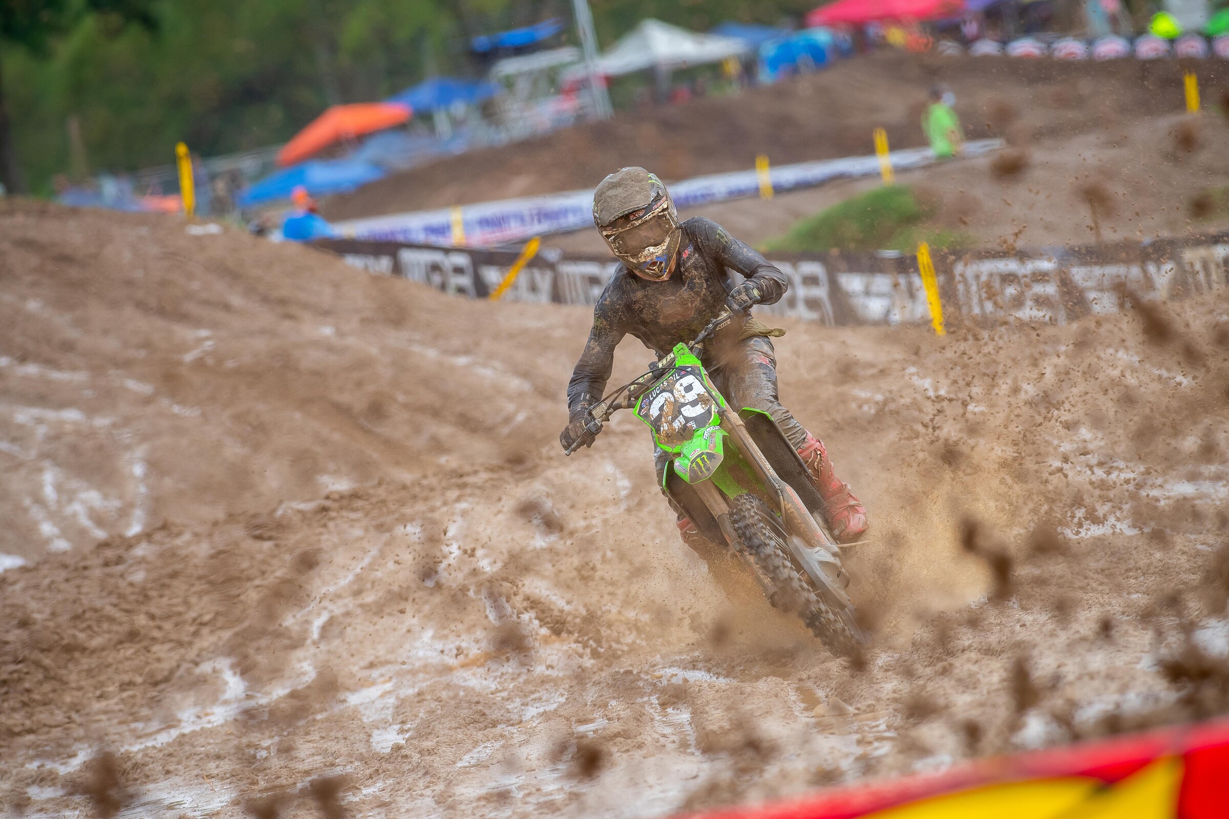 Cameron McAdoo navigating the muddy course on Saturday.