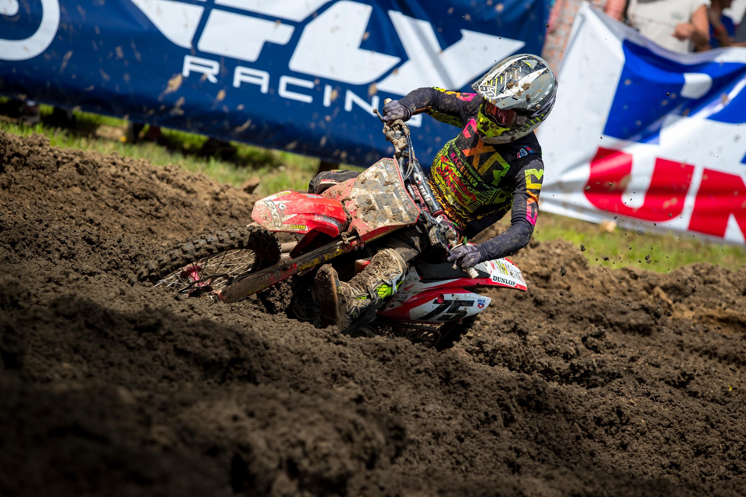 Coty Schock in the new FXR gear while racing at Ironman Raceway