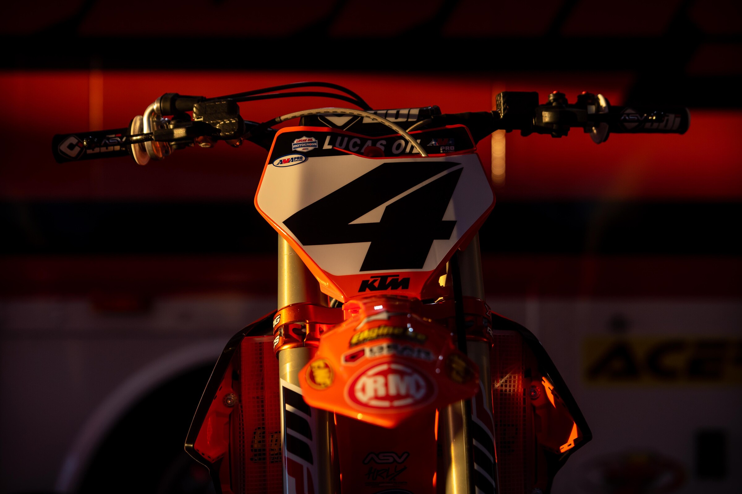 The #4 KTM 450 SX-F awaits its rider: El Chupacabra.